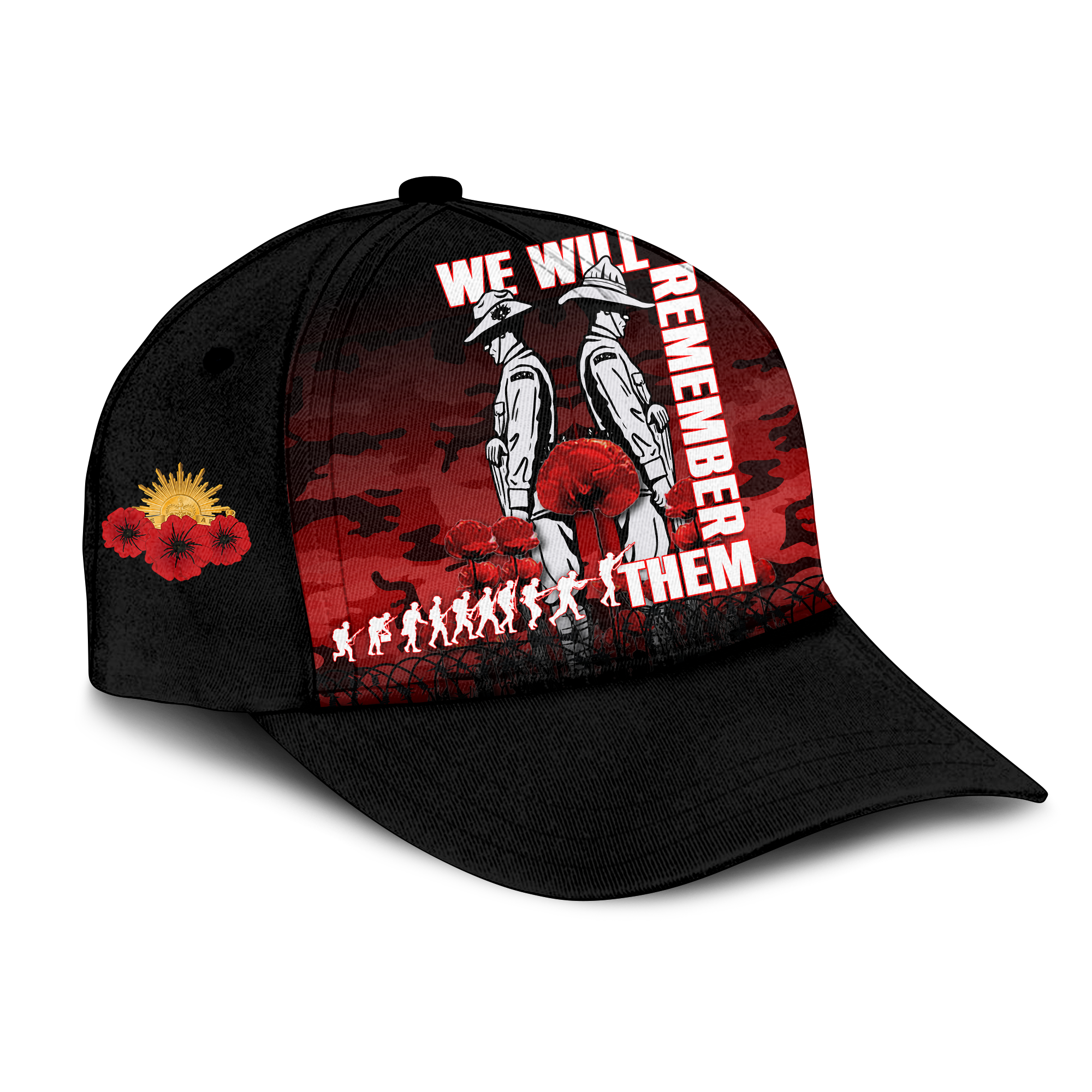 Australia ANZAC 2022 Caps Camouflage With Poppy Red - - Vibe Hoodie Shop