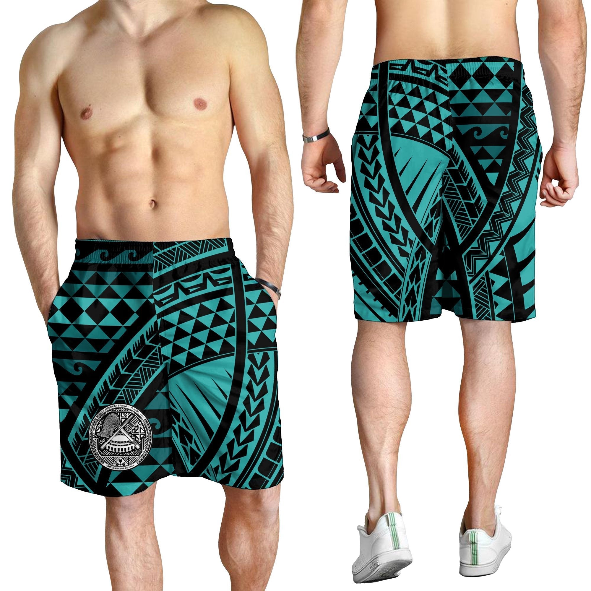 American Samoa Men's Shorts - Tribal Seamless Pattern - Vibe Hoodie Shop