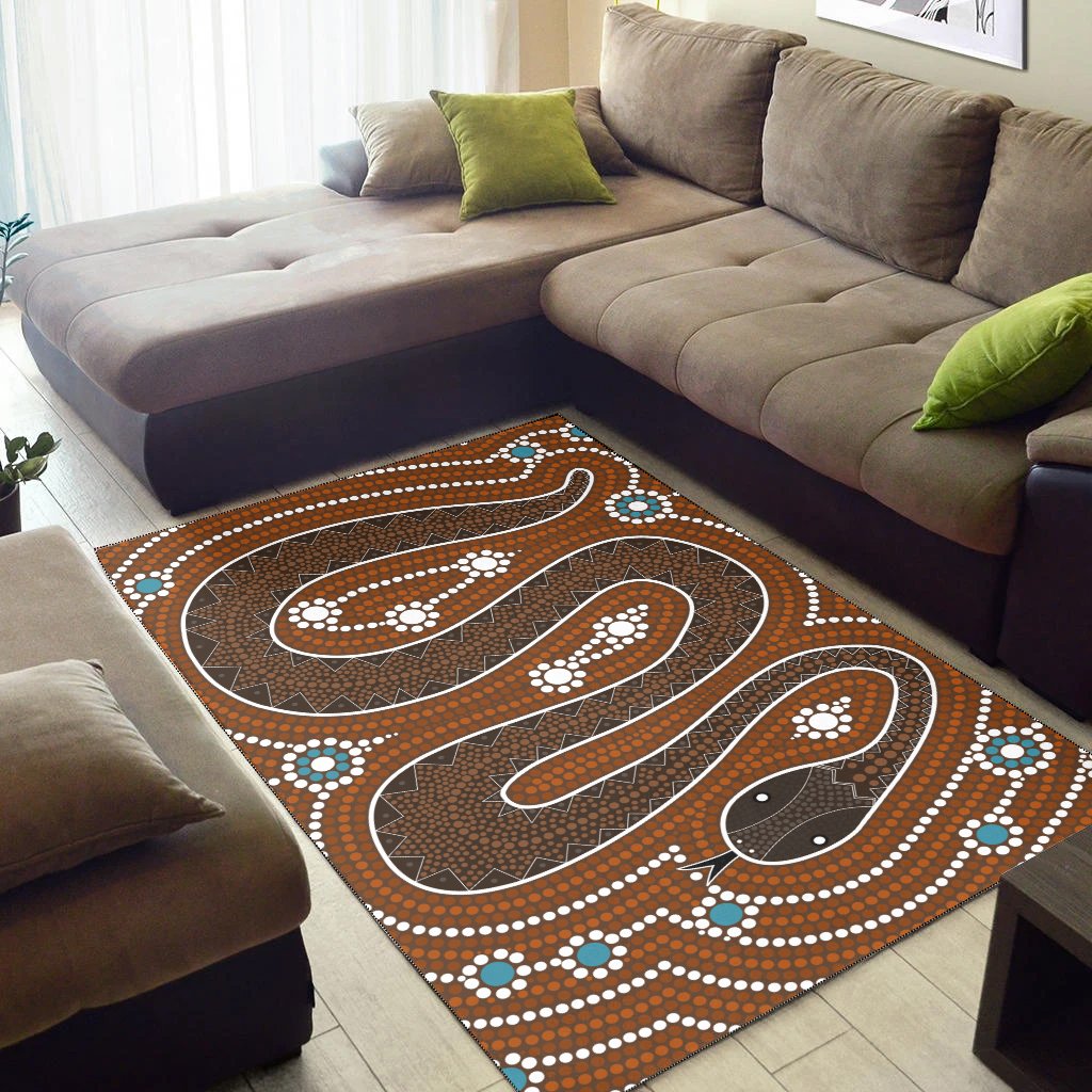 Aboriginal Area Rug - Dreamtime Snake Aboriginal Style - Vibe Hoodie Shop