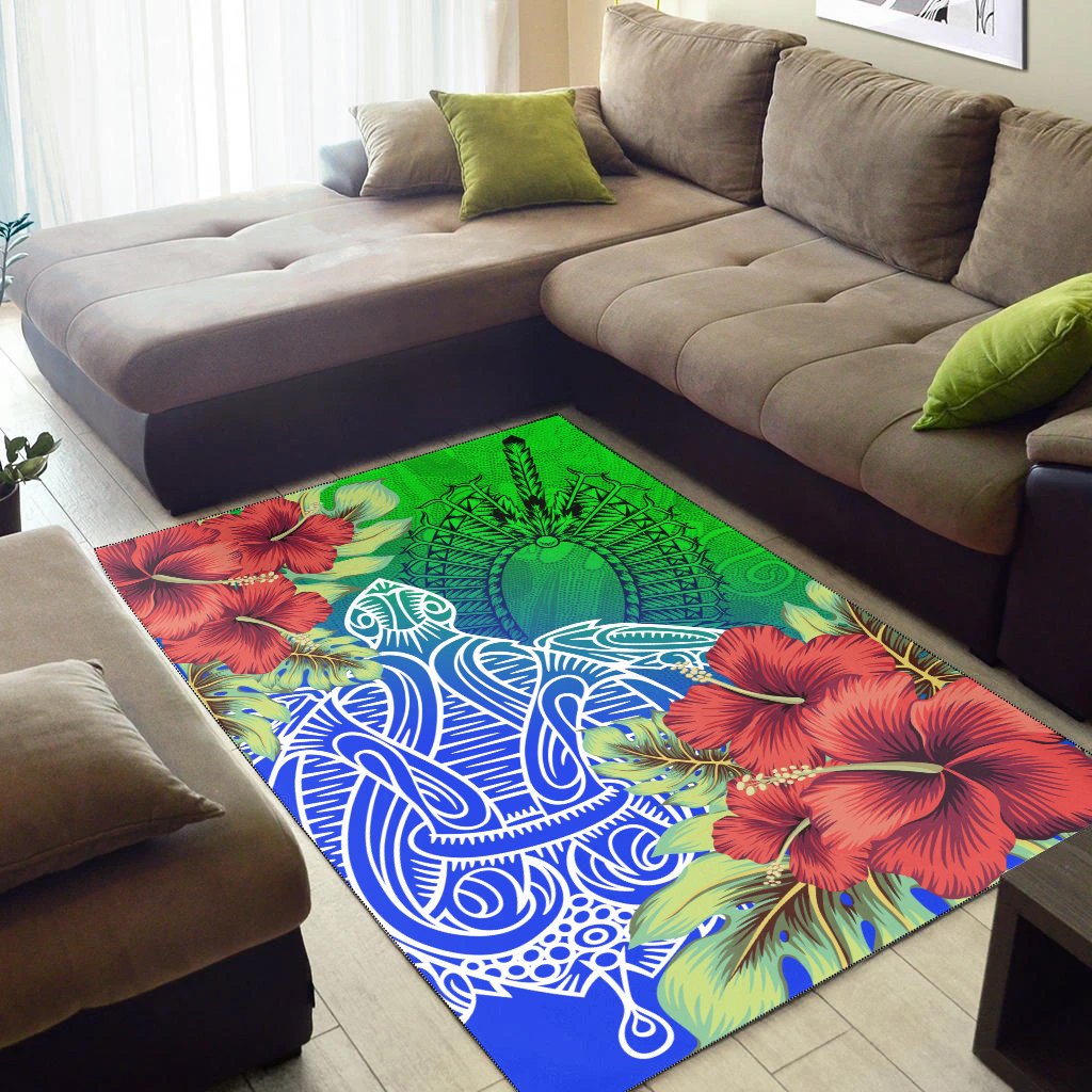 Torres Strait Islanders Area Rug - Ocean Hibiscus - Vibe Hoodie Shop