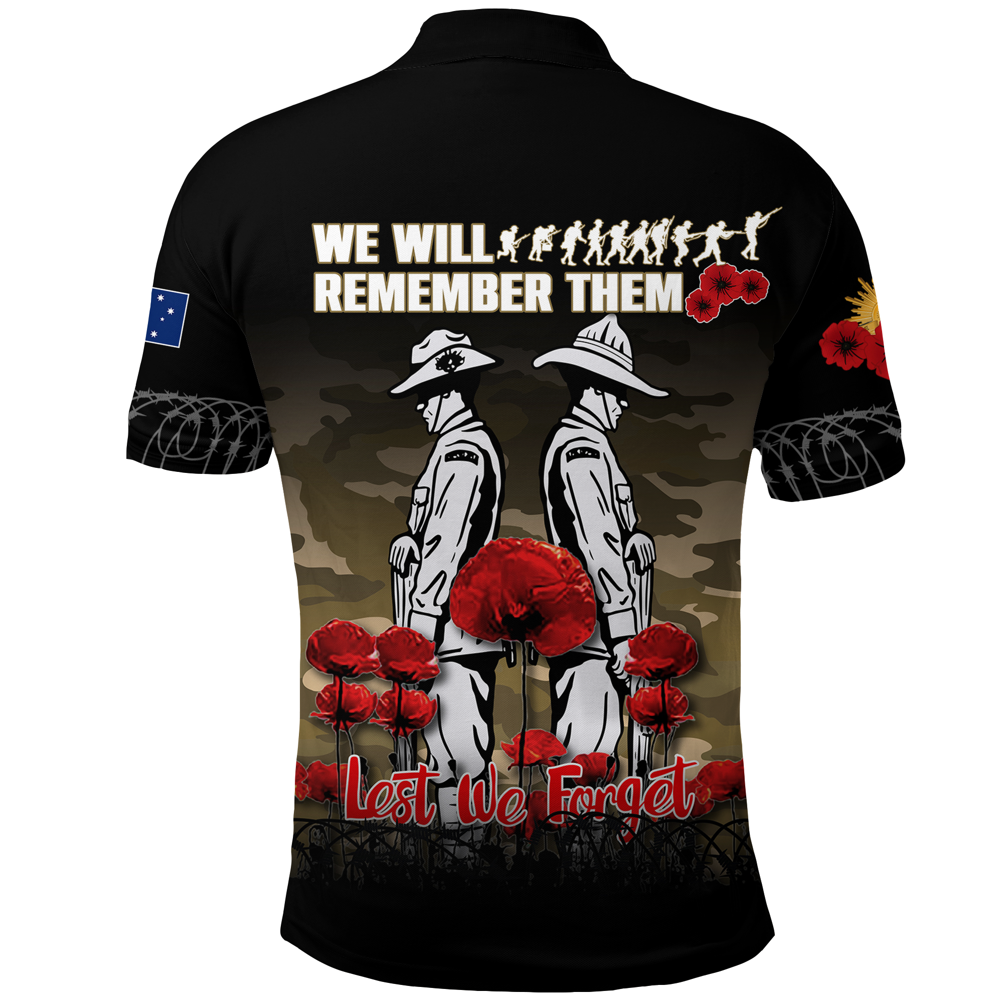 Australia ANZAC 2022 Polo Shirt Camouflage With Poppy - - Vibe Hoodie Shop