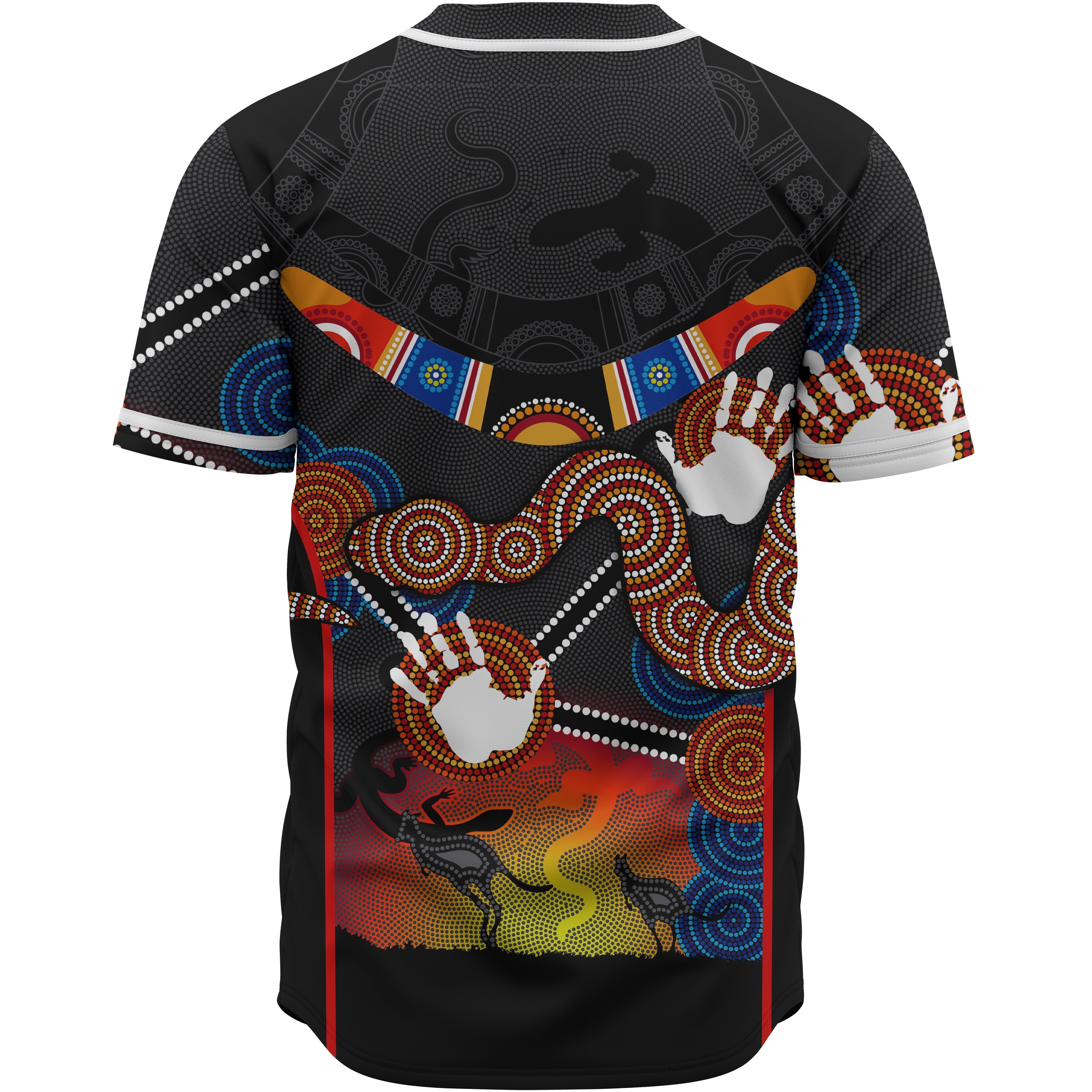 Aboriginal Baseball Shirt, Australian Boomerang and Snake Indigenous Art - Vibe Hoodie Shop