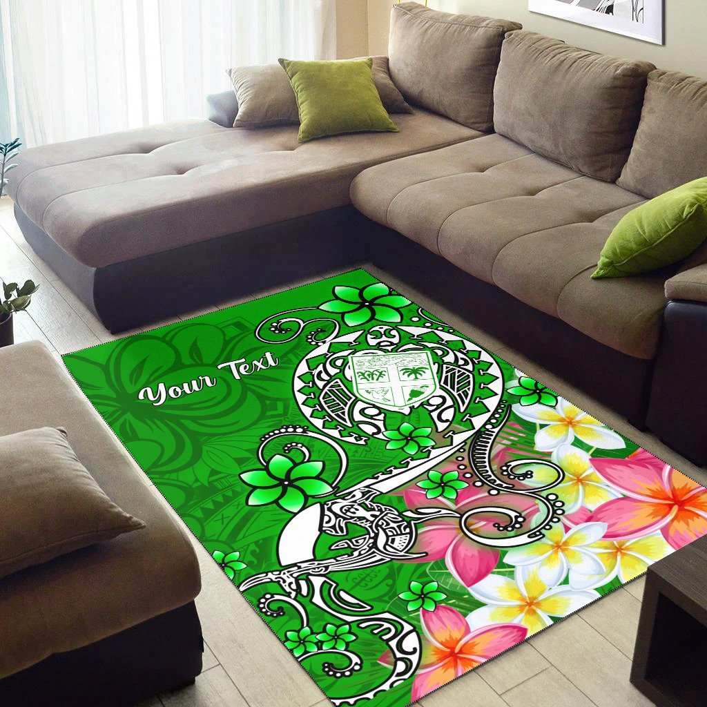 Fiji Custom Personalised Area Rug - Turtle Plumeria (Green) - Vibe Hoodie Shop