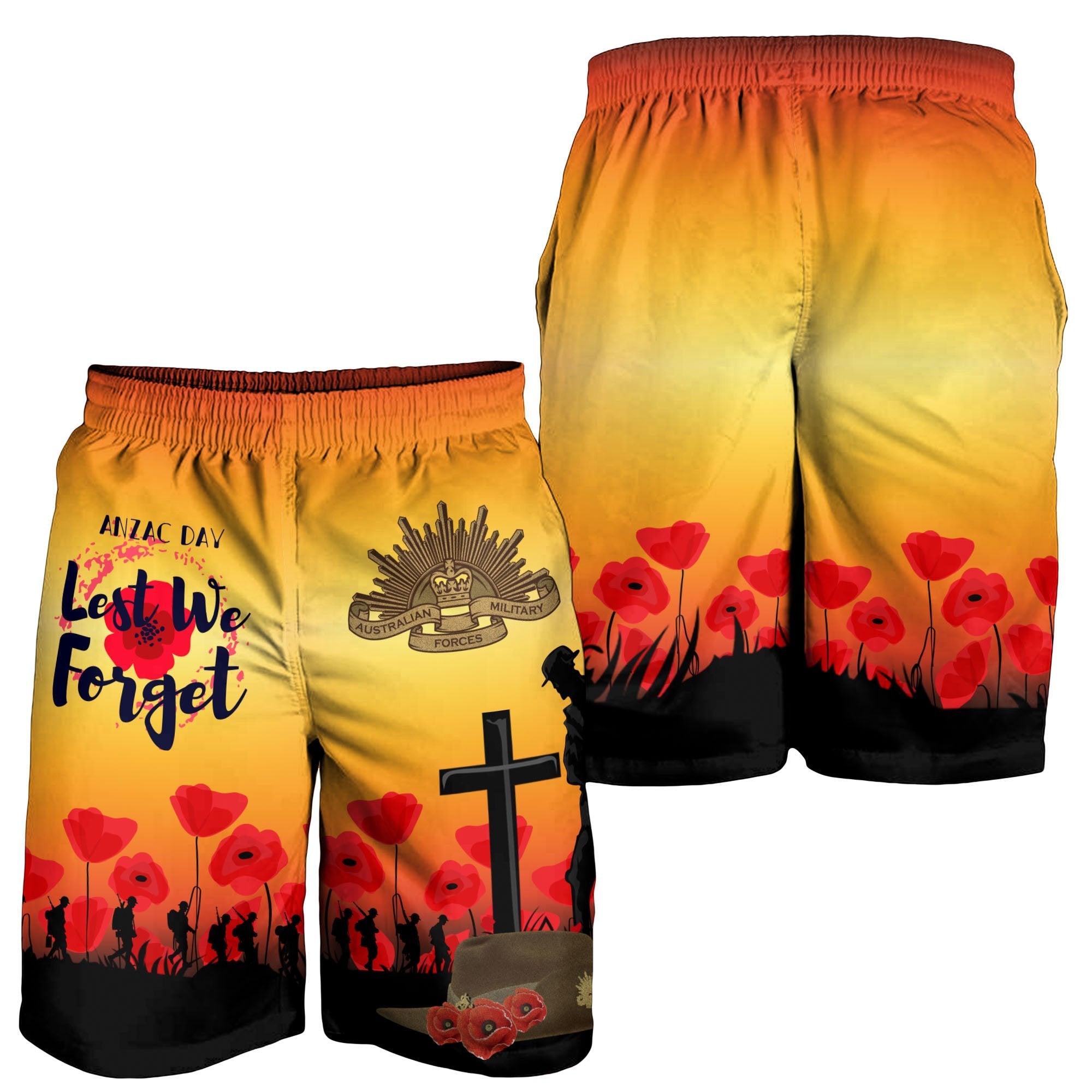 ANZAC Day Men's Shorts - Lest We Forget - Vibe Hoodie Shop