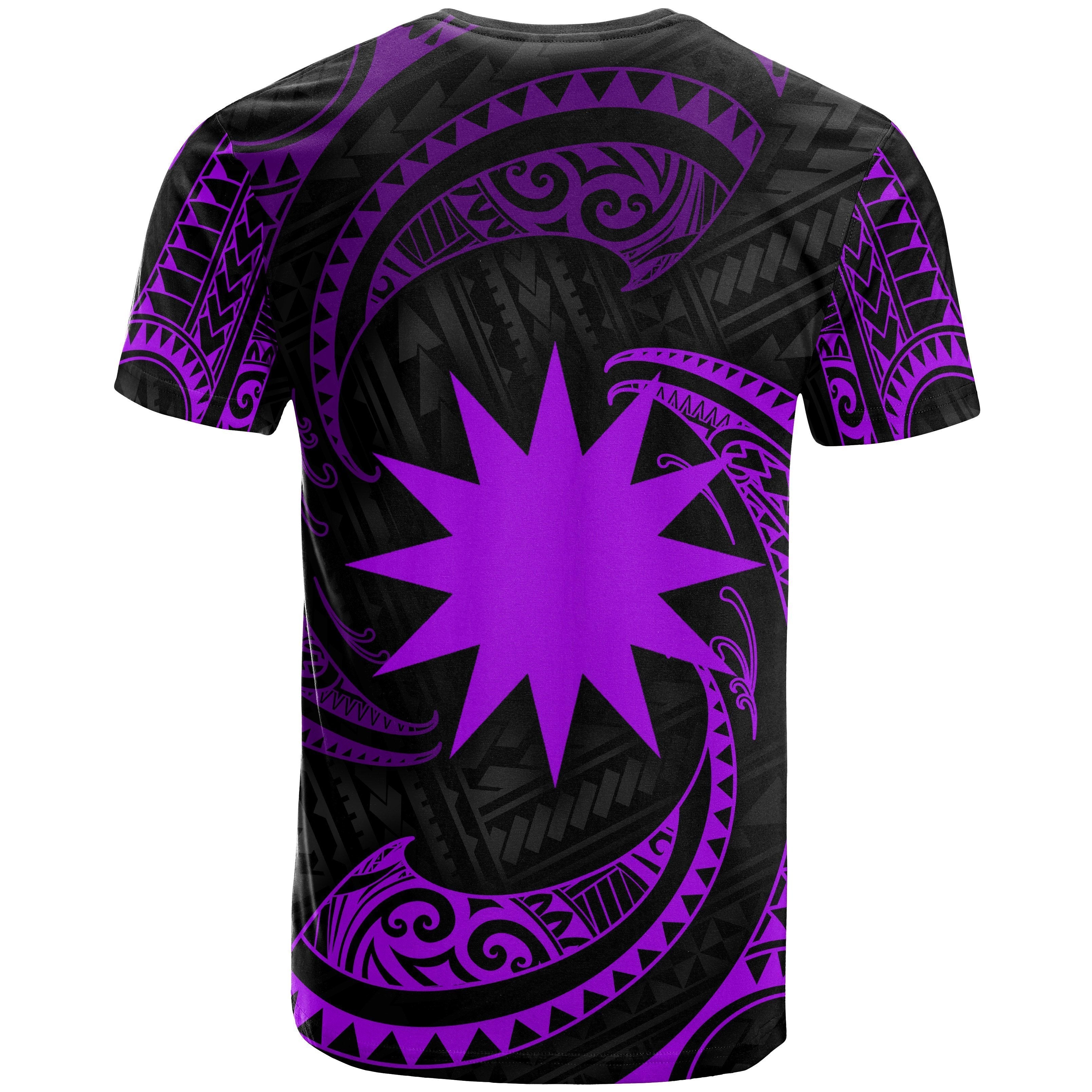 Nauru Polynesian Custom Personalised T shirt - Purple Tribal Wave - Vibe Hoodie Shop