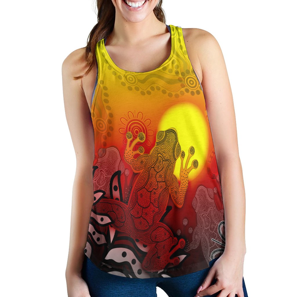 Aboriginal Women's Racerback Tank - Indigenous Frog (Red) - Vibe Hoodie Shop