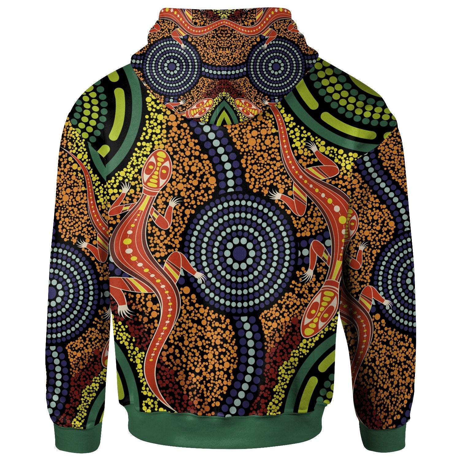 Aboriginal Hoodie - Aboriginal Two Lizards Dot Painting Circle - Vibe Hoodie Shop