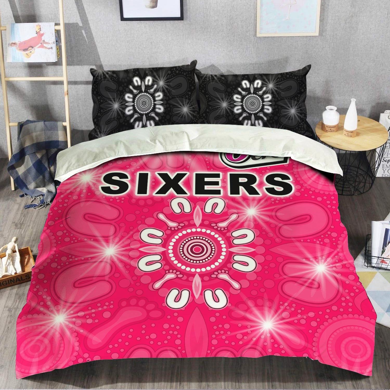 Sydney Sixers Cricket Mix Aboriginal Bedding Set - LT20 - Vibe Hoodie Shop