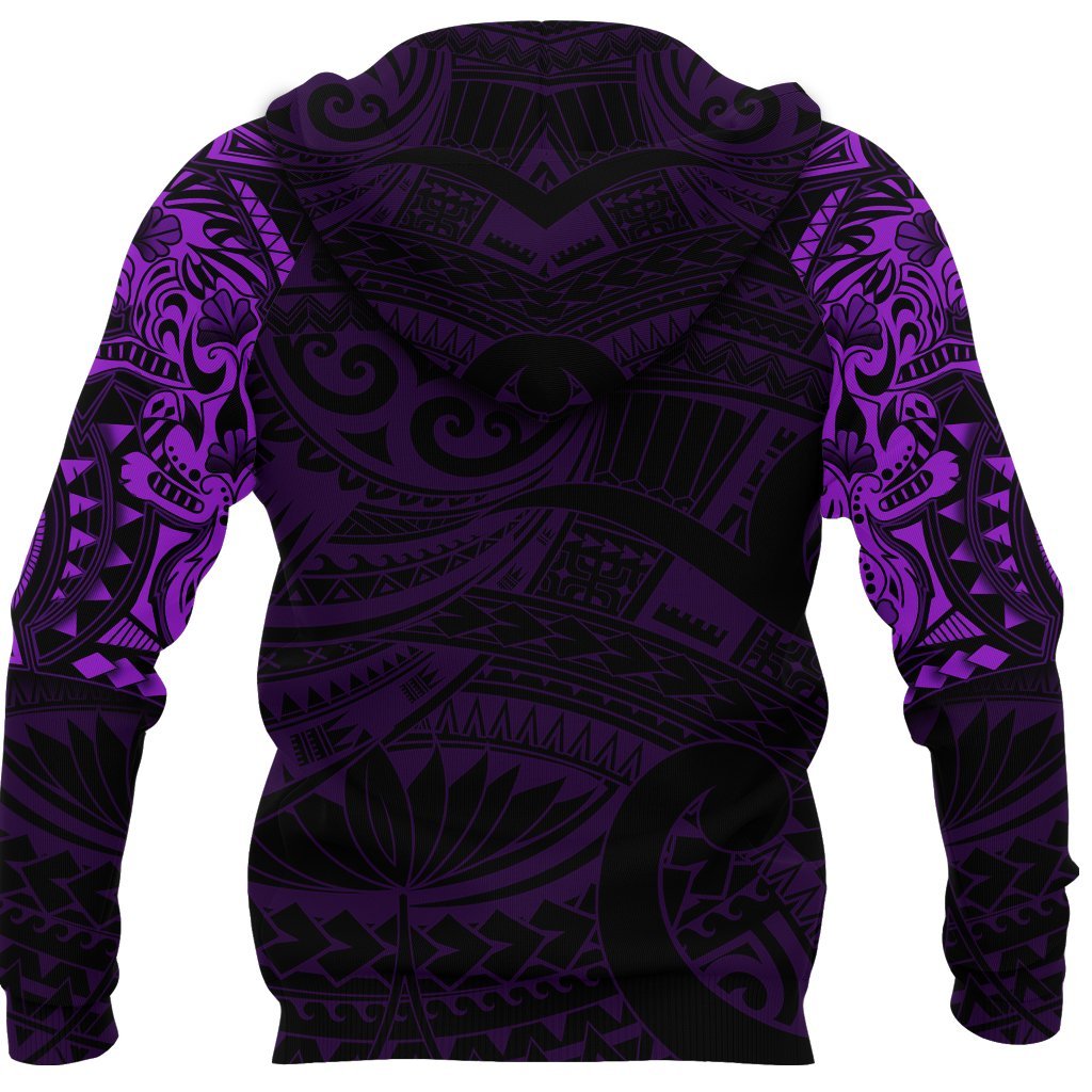 New Zealand Hoodie, Maori Tattoo Wolf Dragon Pullover Hoodie - Purple - Vibe Hoodie Shop