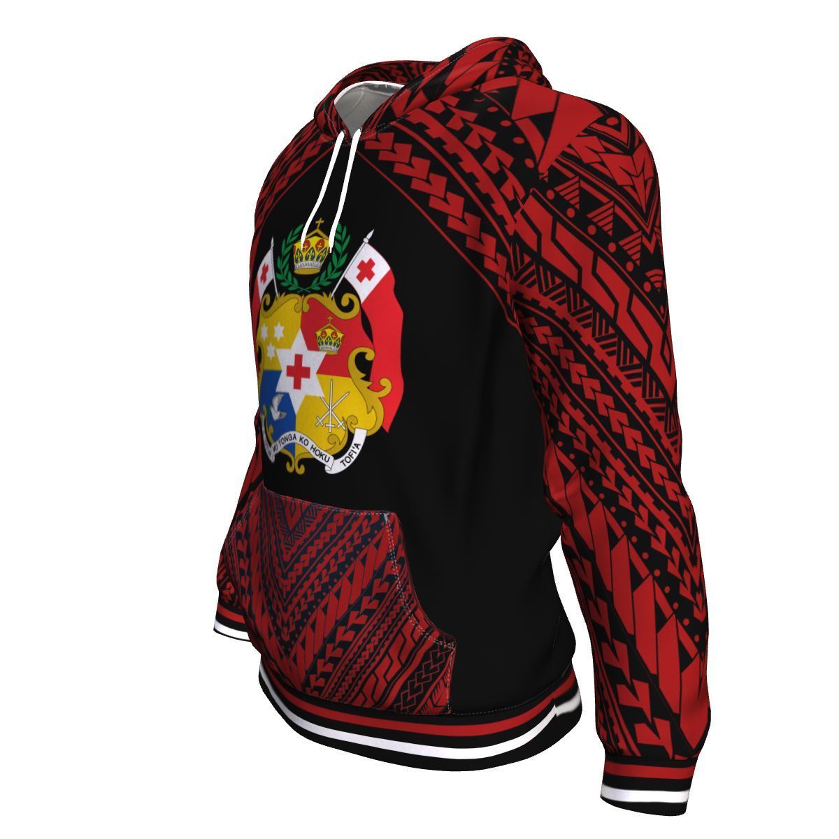 Coat Of Arms Tonga All Over Hoodie Red - Vibe Hoodie Shop