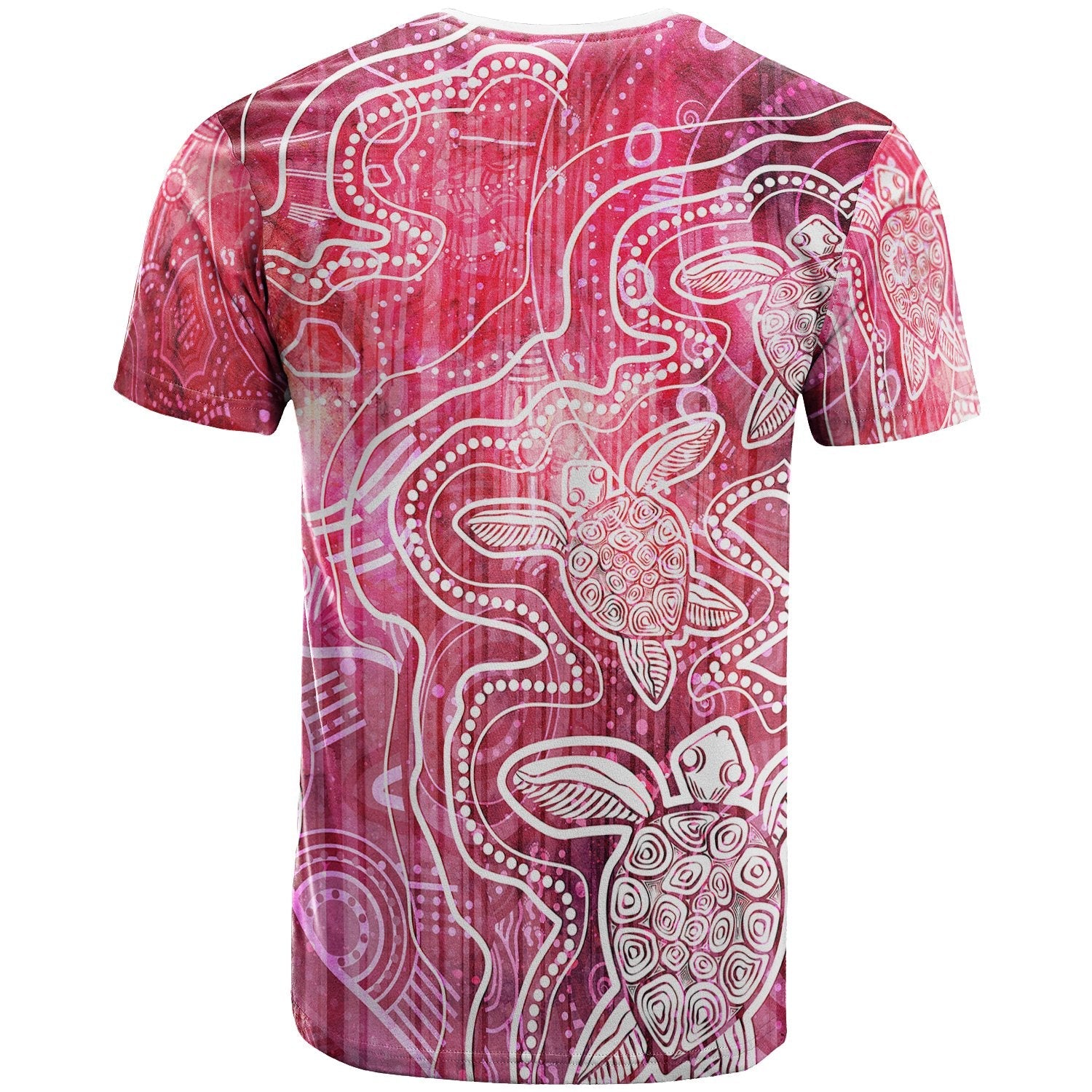 Aboriginal T shirt - Sea Turtle With Indigenous Patterns (Pink) - Vibe Hoodie Shop