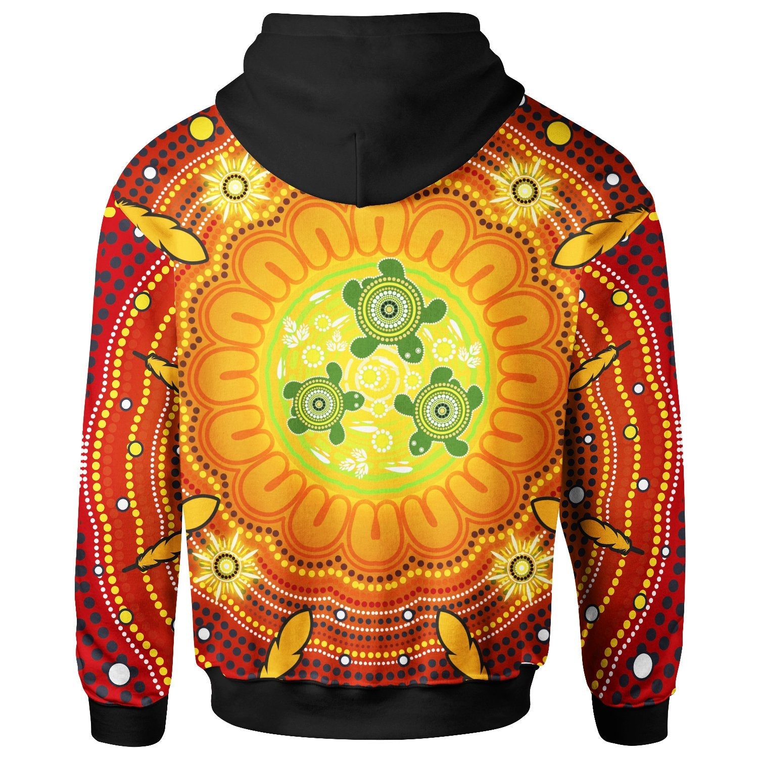 Custom Text Aboriginal Zip - Up Hoodie - Turtle Circle Dot Painting Art - Vibe Hoodie Shop