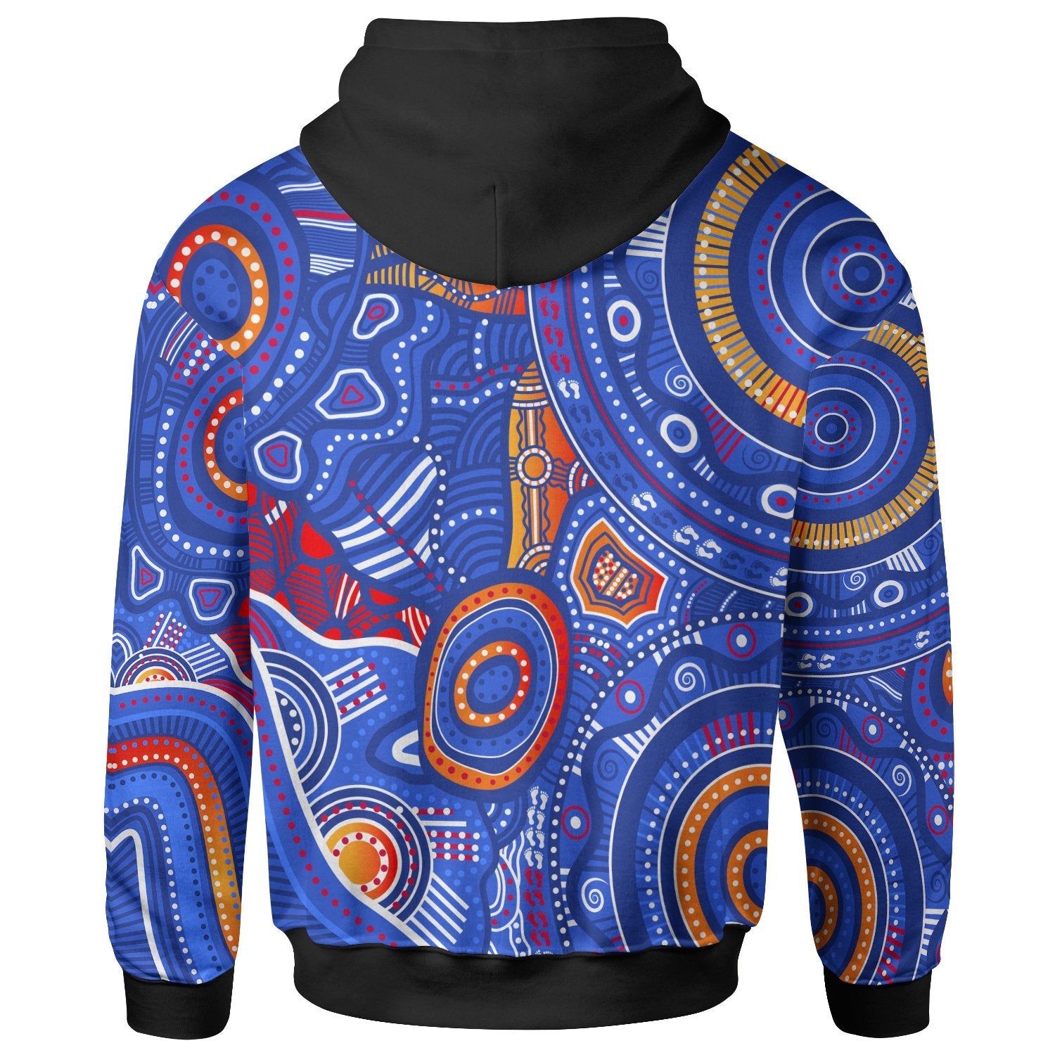 Aboriginal Zip - Up Hoodie - Indigenous Footprint Patterns Blue Color - Vibe Hoodie Shop