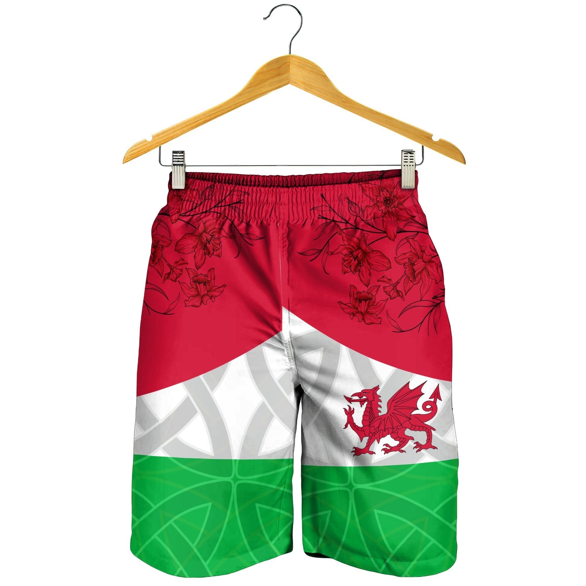 Wales Celtic Men's Shorts - Cymru combined Daffodil - Vibe Hoodie Shop