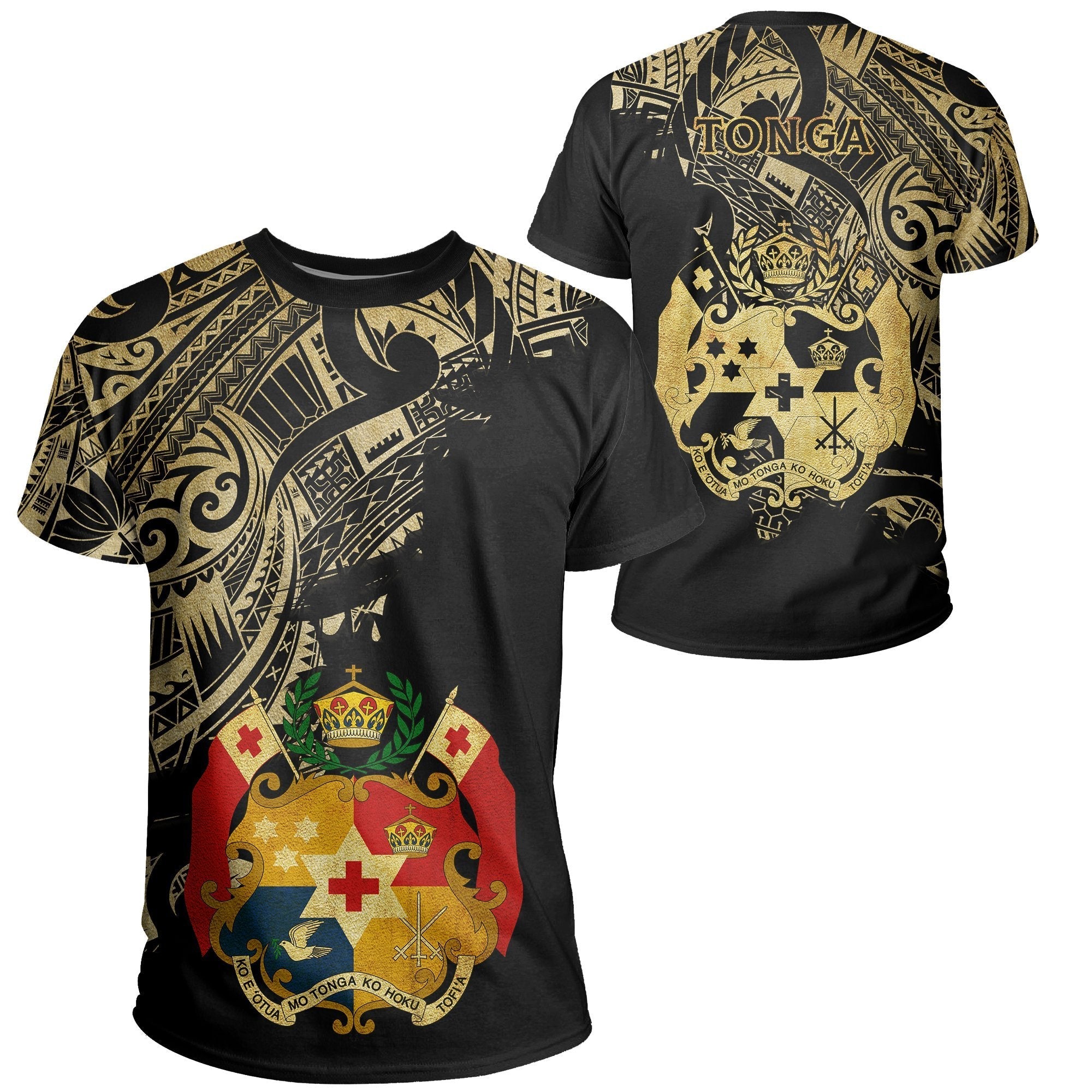 Tonga Coat Of Arms T shirt Gold - Scratch Style - Vibe Hoodie Shop