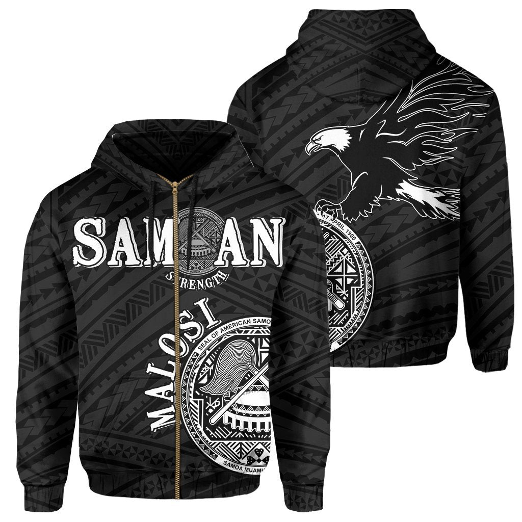 American Samoa Coat Of Arms Bald Eagle Polynesian Zipper Hoodie - Vibe Hoodie Shop