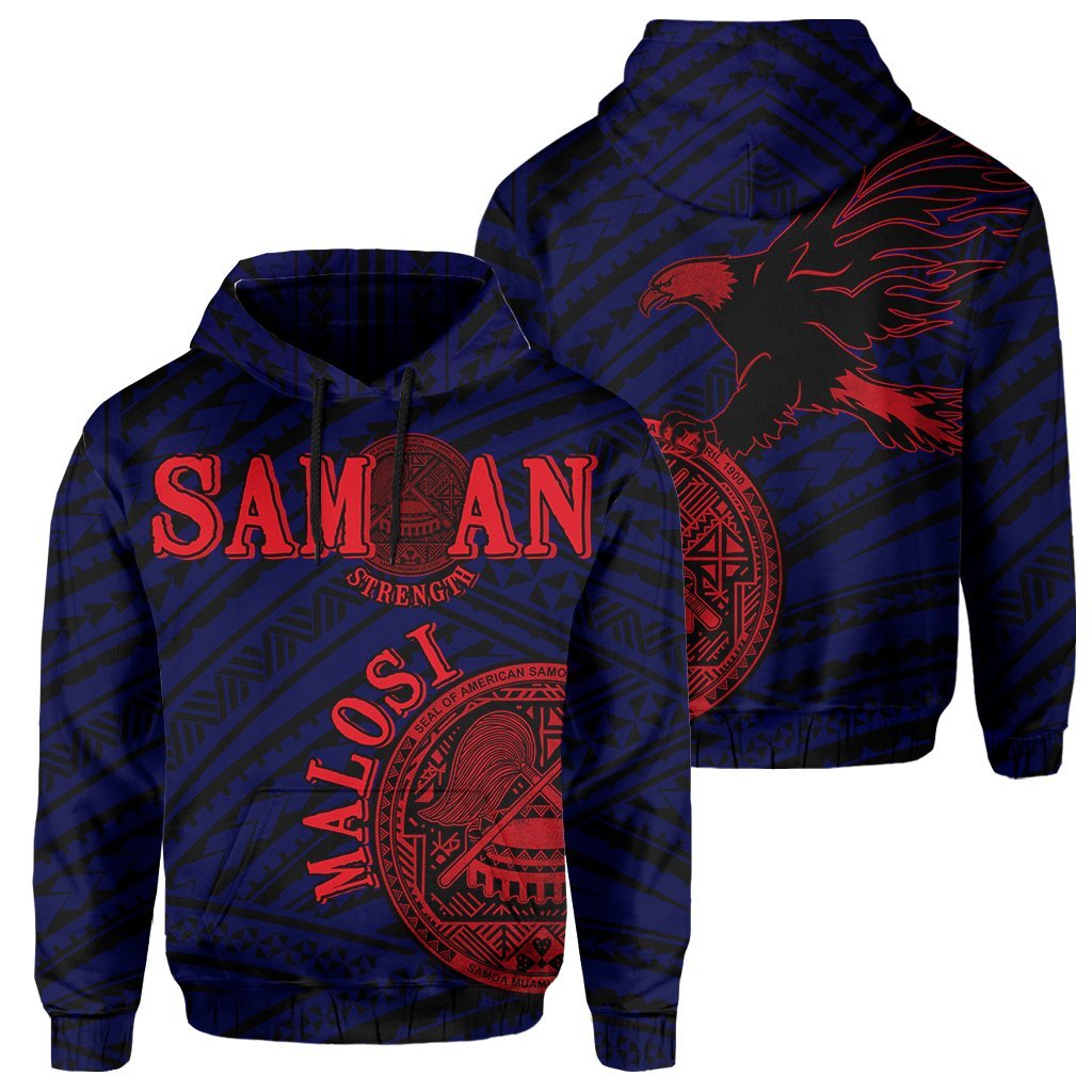 American Samoa Coat Of Arms Bald Eagle Polynesian Hoodie Blue - Vibe Hoodie Shop