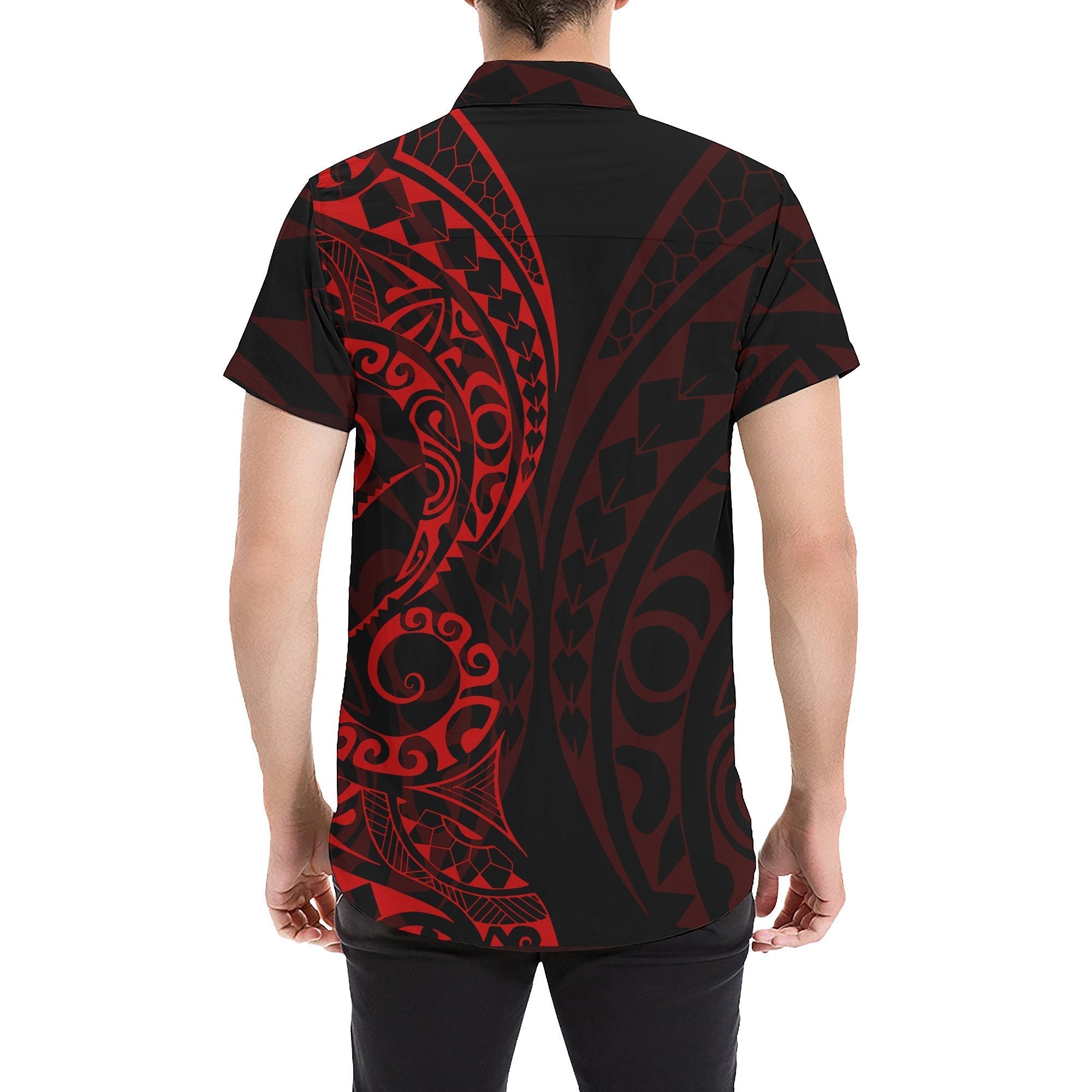 Guam Poly Short Sleeve Shirt Red - Vibe Hoodie Shop