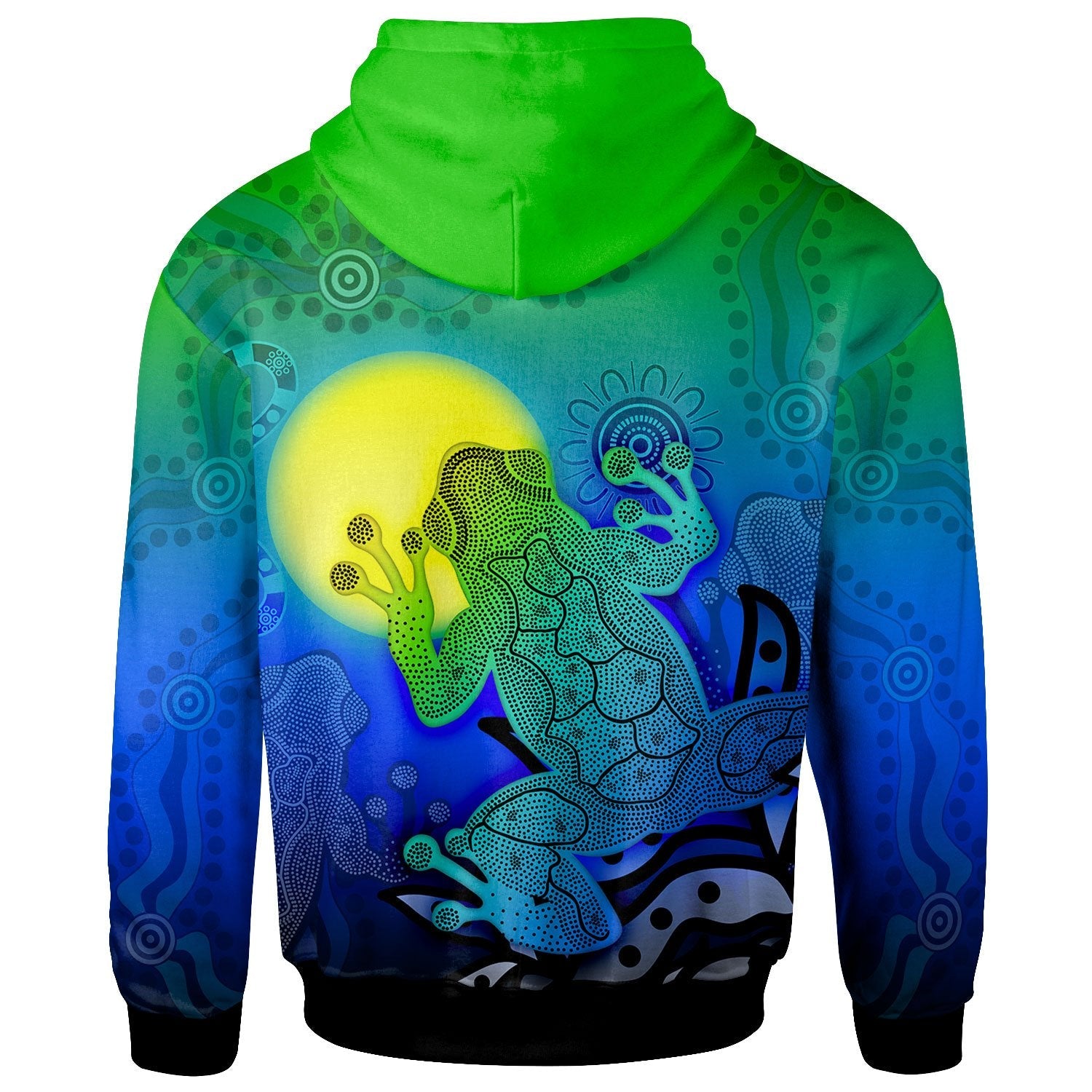 Custom Aboriginal Zip - Up Hoodie - Indigenous Frog (Blue) - Vibe Hoodie Shop