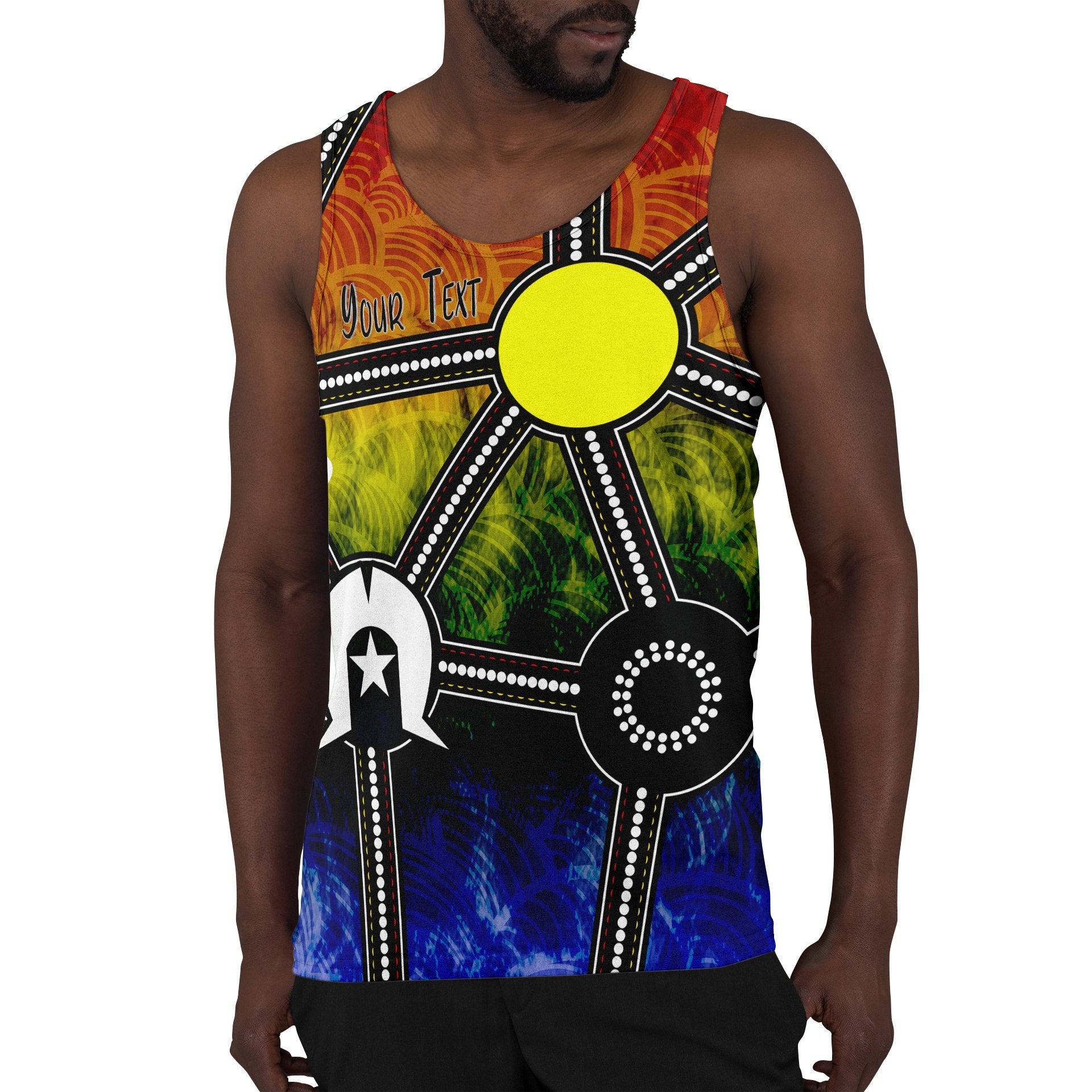 Custom NAIDOC Week 2021 Men's Tank, Aboriginal Geometric Style - Vibe Hoodie Shop