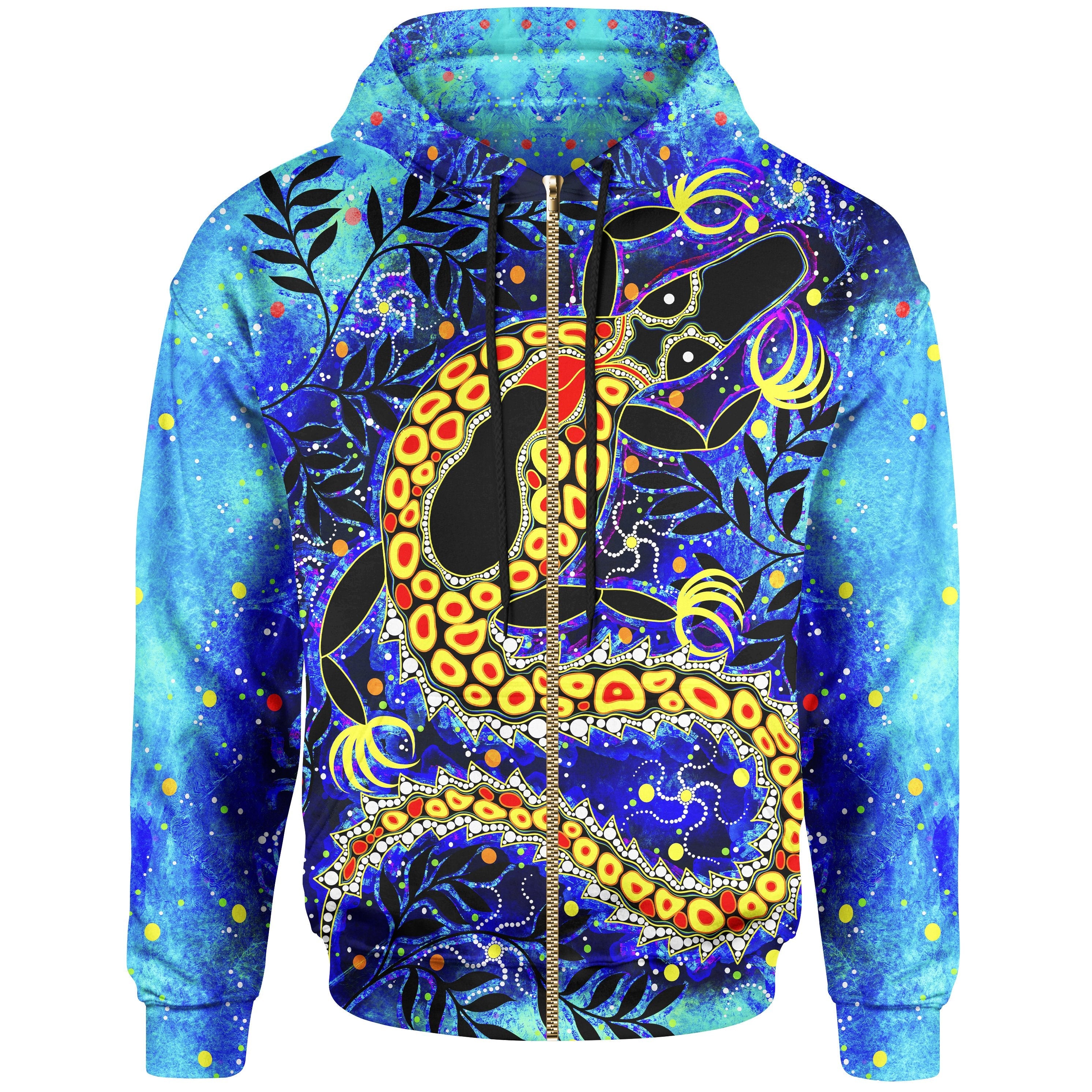 Aboriginal Zip - Up Hoodie - Indigenous Crocodile - Vibe Hoodie Shop