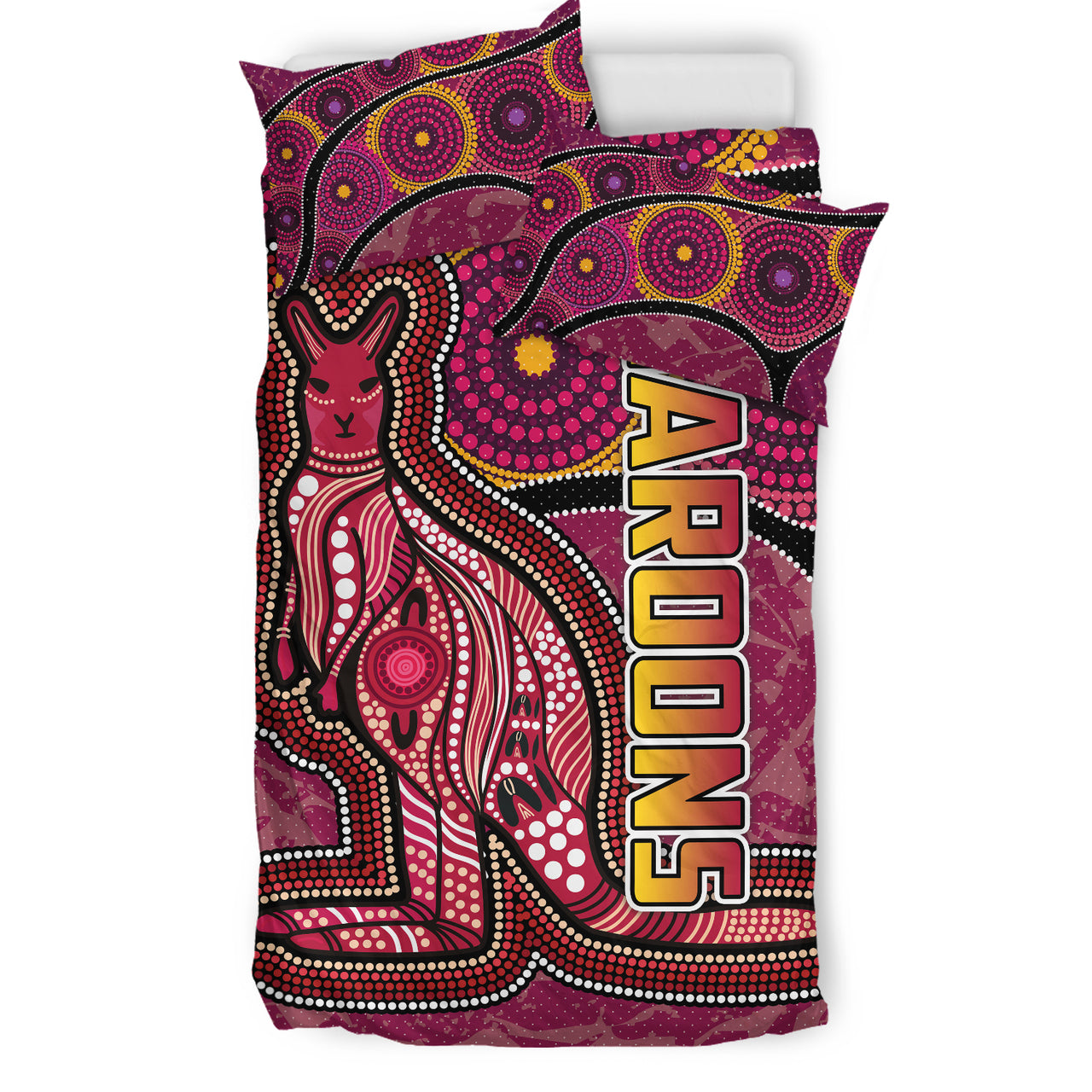 Maroons Rugby Bedding Set - Custom Maroons Kangaroo Bedding Set RLT13 - Vibe Hoodie Shop
