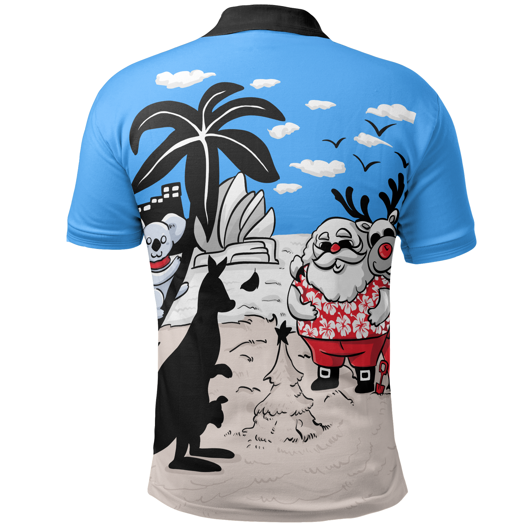 Australia Christmas Polo Shirt - Santa Claus Shirt Kangaroo Ver01 - Vibe Hoodie Shop