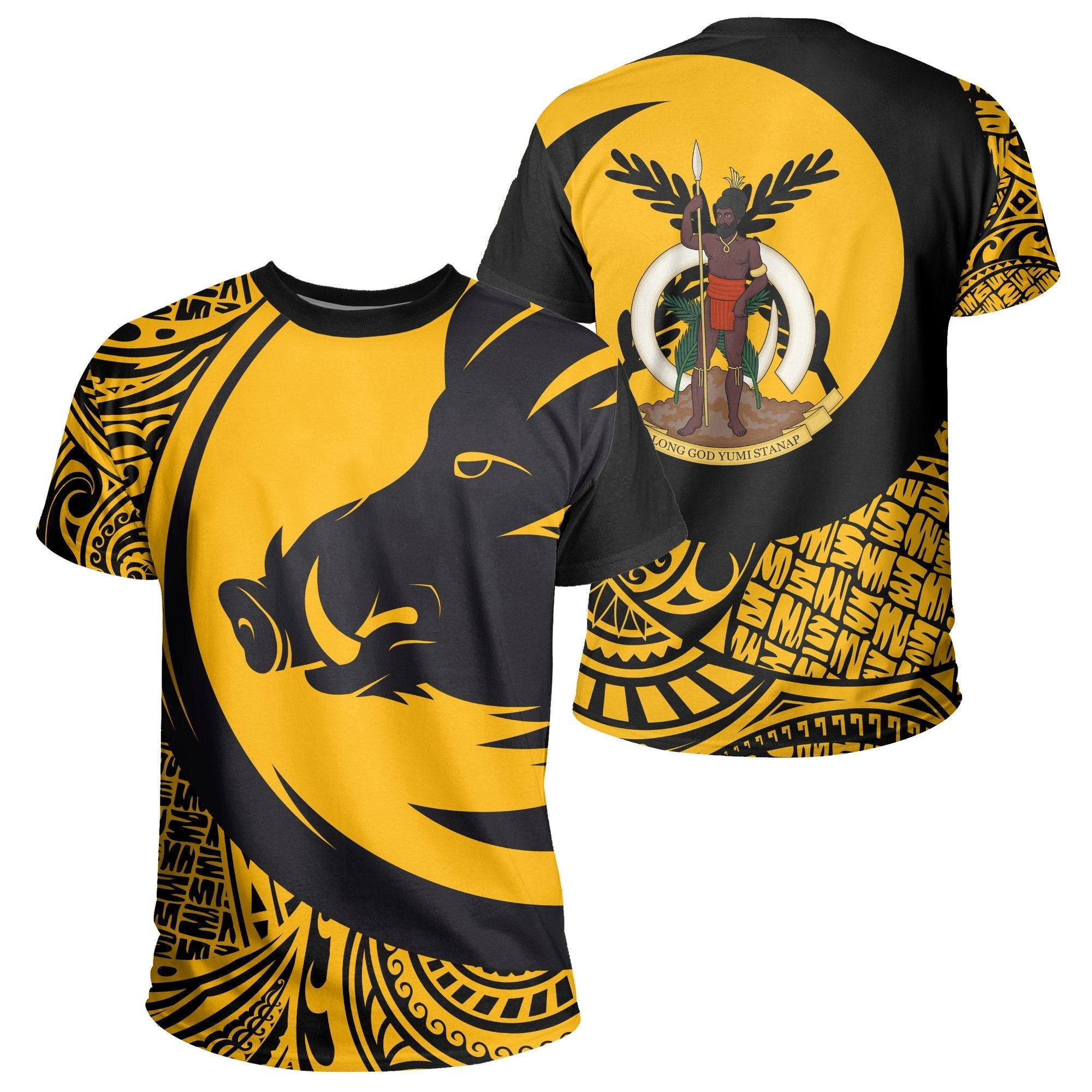 Vanuatu T shirt - Tribal Boar's Tusk - Yellow - Vibe Hoodie Shop