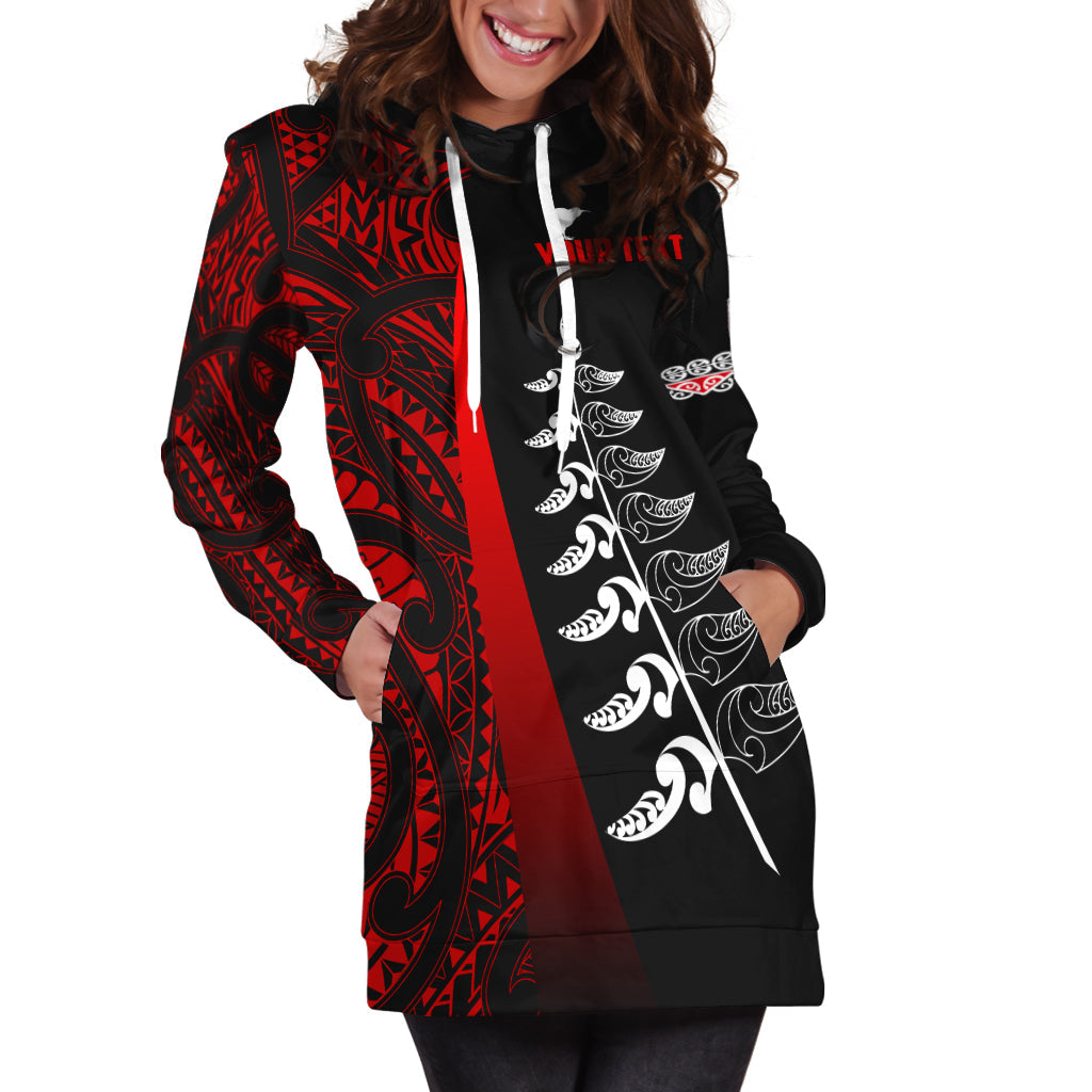 (Custom Personalised) Waitangi Day Hoodie Dress Maori Mix Fern Style Red - Vibe Hoodie Shop