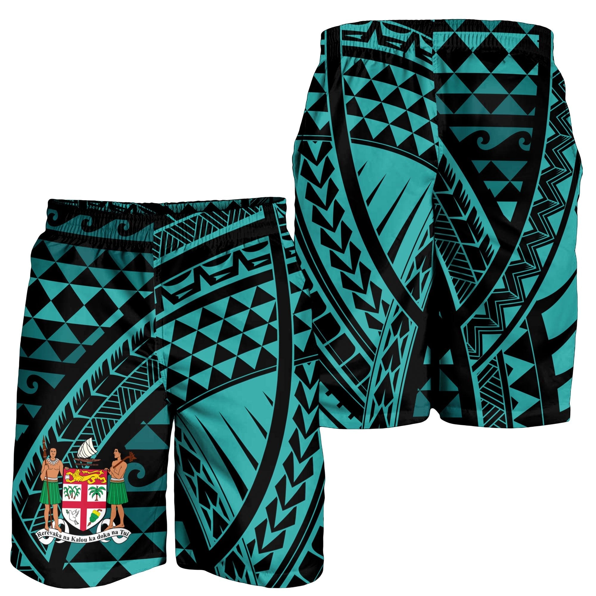 Fiji Men's Shorts - Tribal Seamless Pattern - Vibe Hoodie Shop