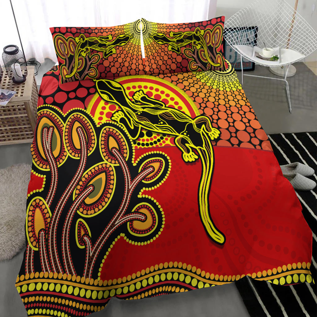 Aboriginal Lizard Bedding Set Tree On The Hill Sunshine Ver.02 - Vibe Hoodie Shop