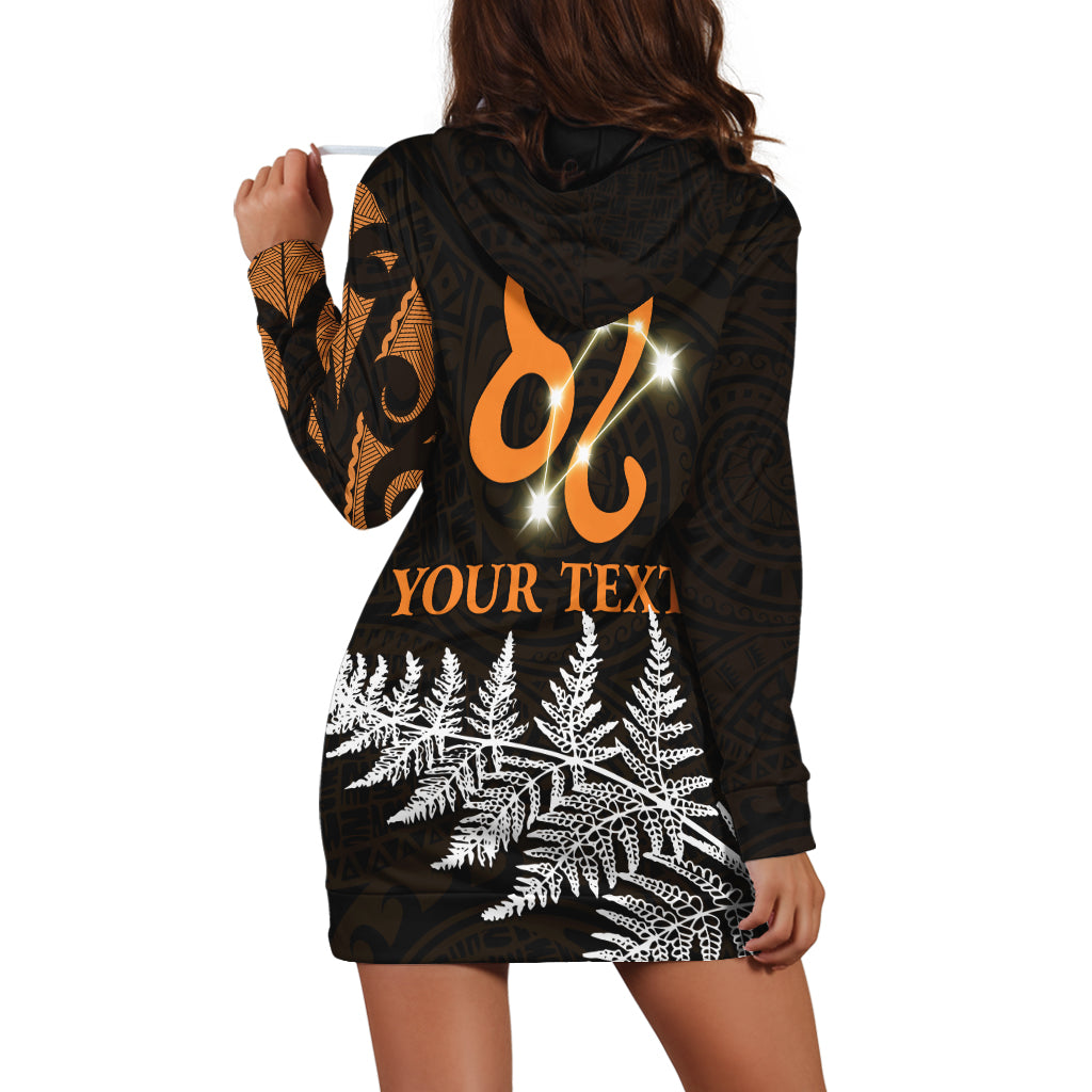 (Custom Personalised) Leo Zodiac Style Maori Hoodie Dress Orange Lion - Vibe Hoodie Shop