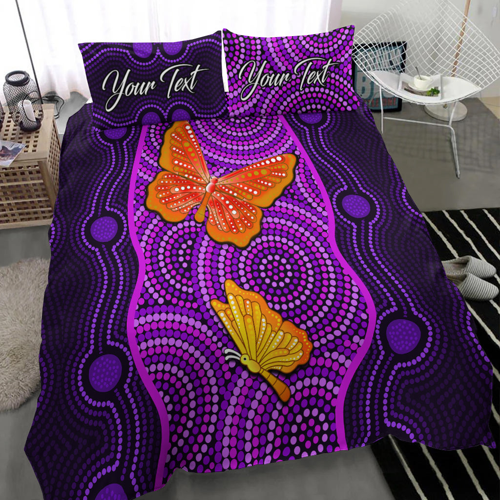 (Custom Personalised) Aboriginal Dot Bedding Set Butterfly Natural Beauty - Vibe Hoodie Shop