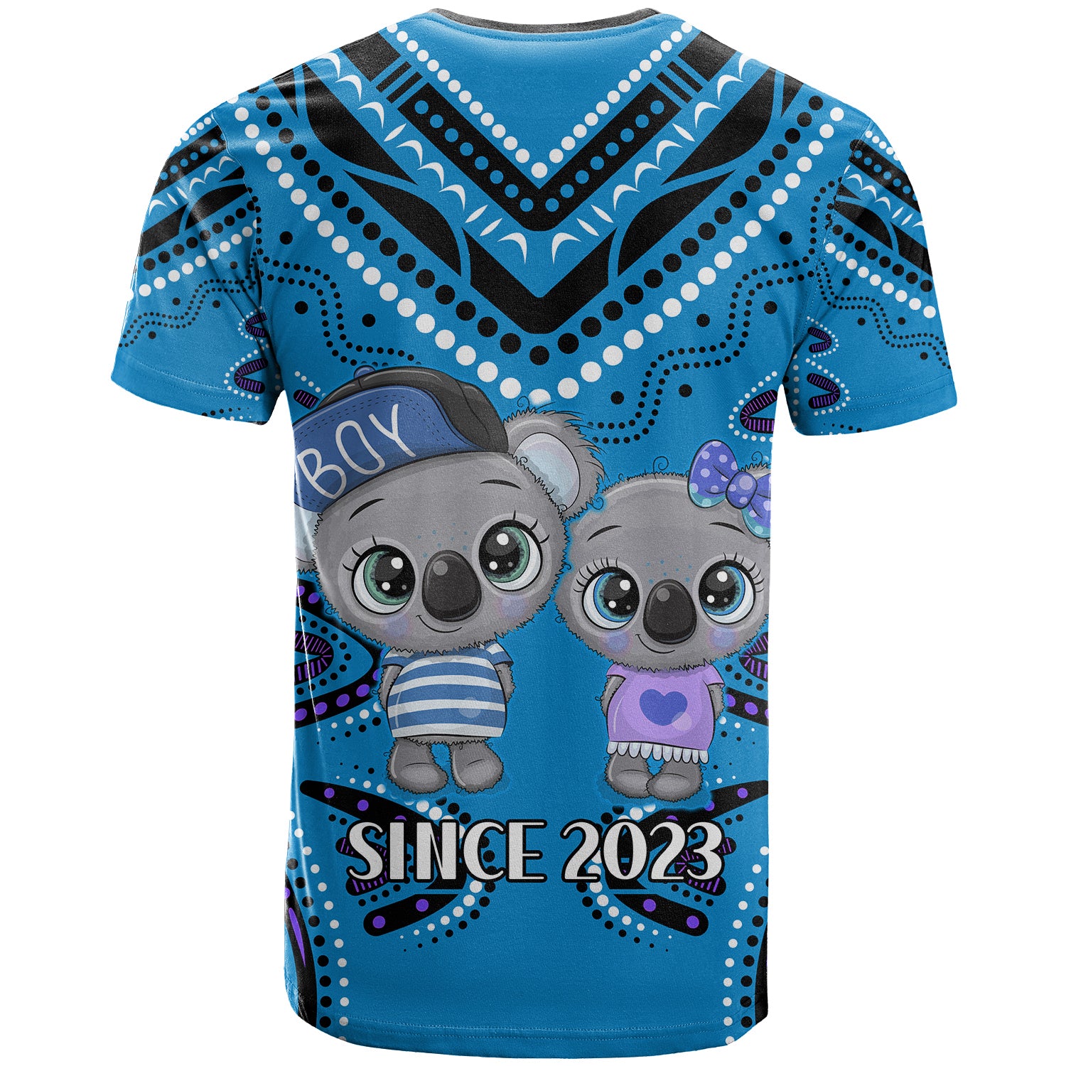 (Custom Personalised) Australia Valentine Cute Koala Couple T Shirt Aboriginal Valentine Blue - Vibe Hoodie Shop