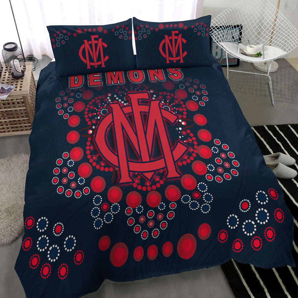 Demons Football Bedding Set Melbourne Indigenous - Vibe Hoodie Shop