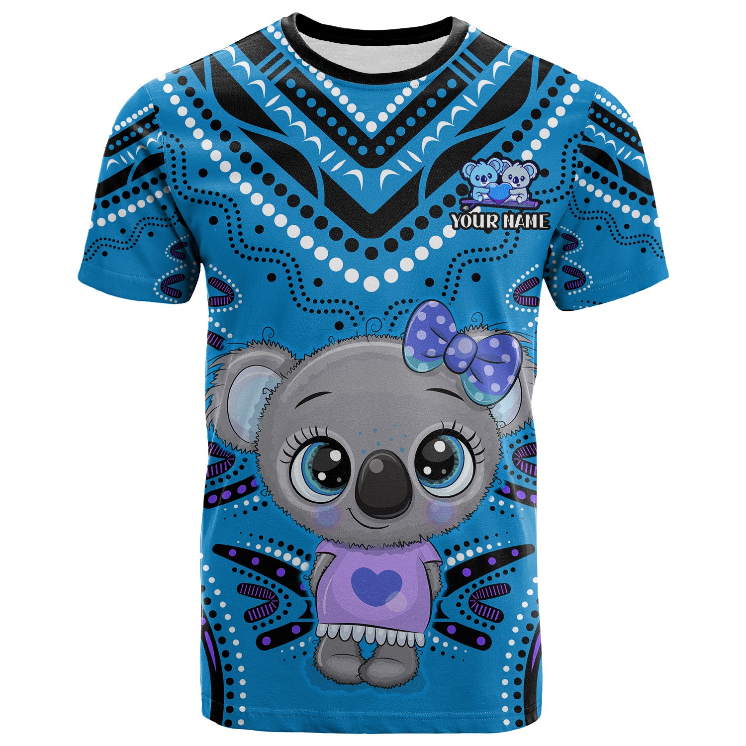 (Custom Personalised) Australia Valentine Cute Koala Couple T Shirt Aboriginal Valentine Blue - Vibe Hoodie Shop