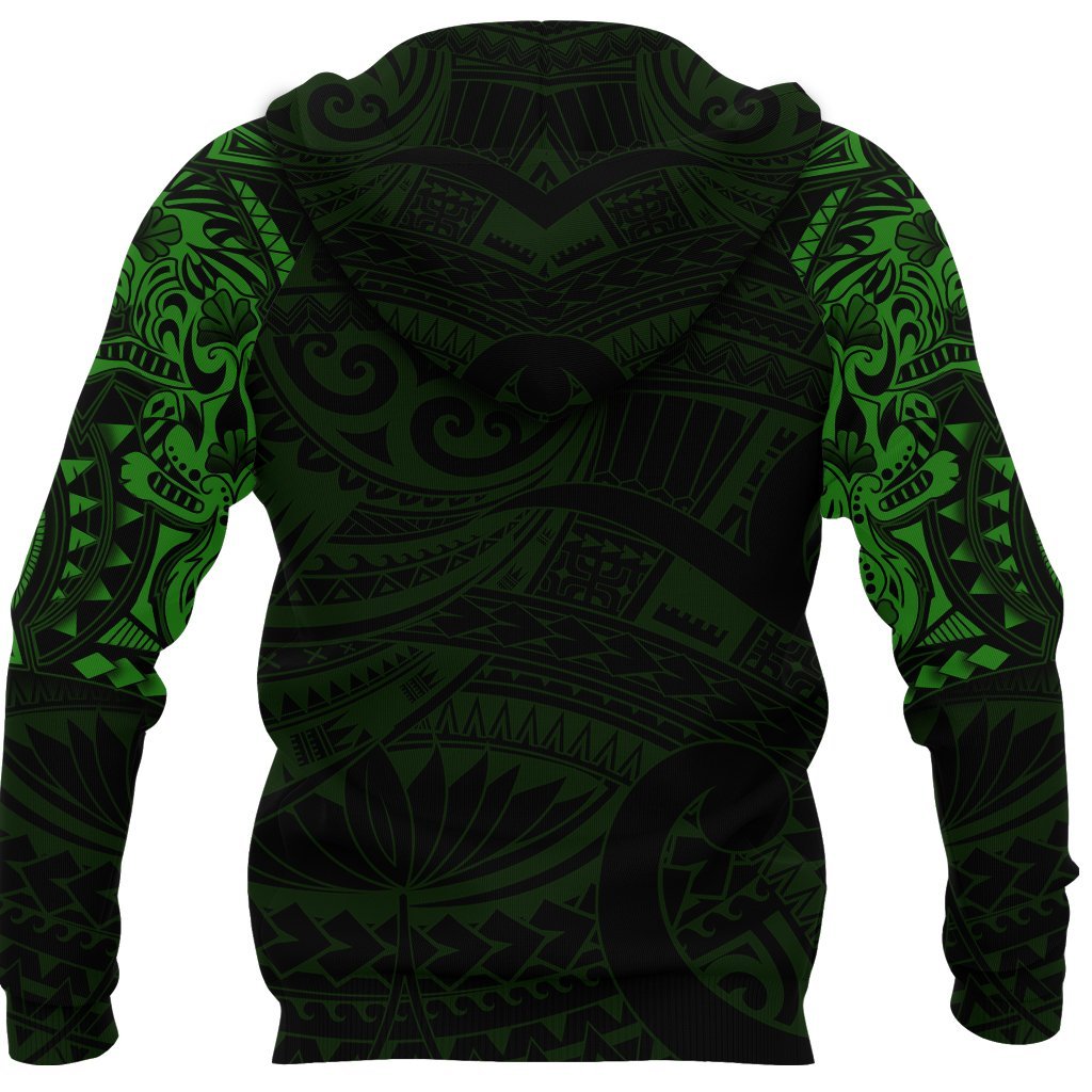 New Zealand Hoodie, Maori Tattoo Wolf Dragon Pullover Hoodie - Green - Vibe Hoodie Shop