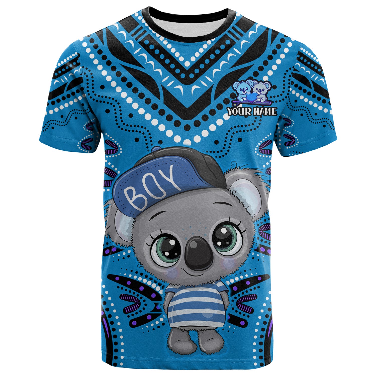 (Custom Personalised) Australia Valentine Cute Koala Couple T Shirt Aboriginal Valentine Blue - Vibe Hoodie Shop