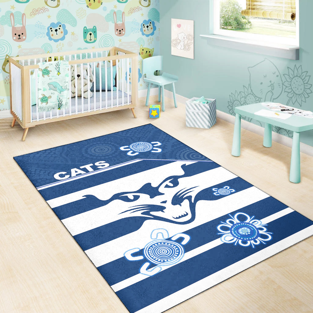 Cats Football Area Rug Geelong Indigenous - Vibe Hoodie Shop