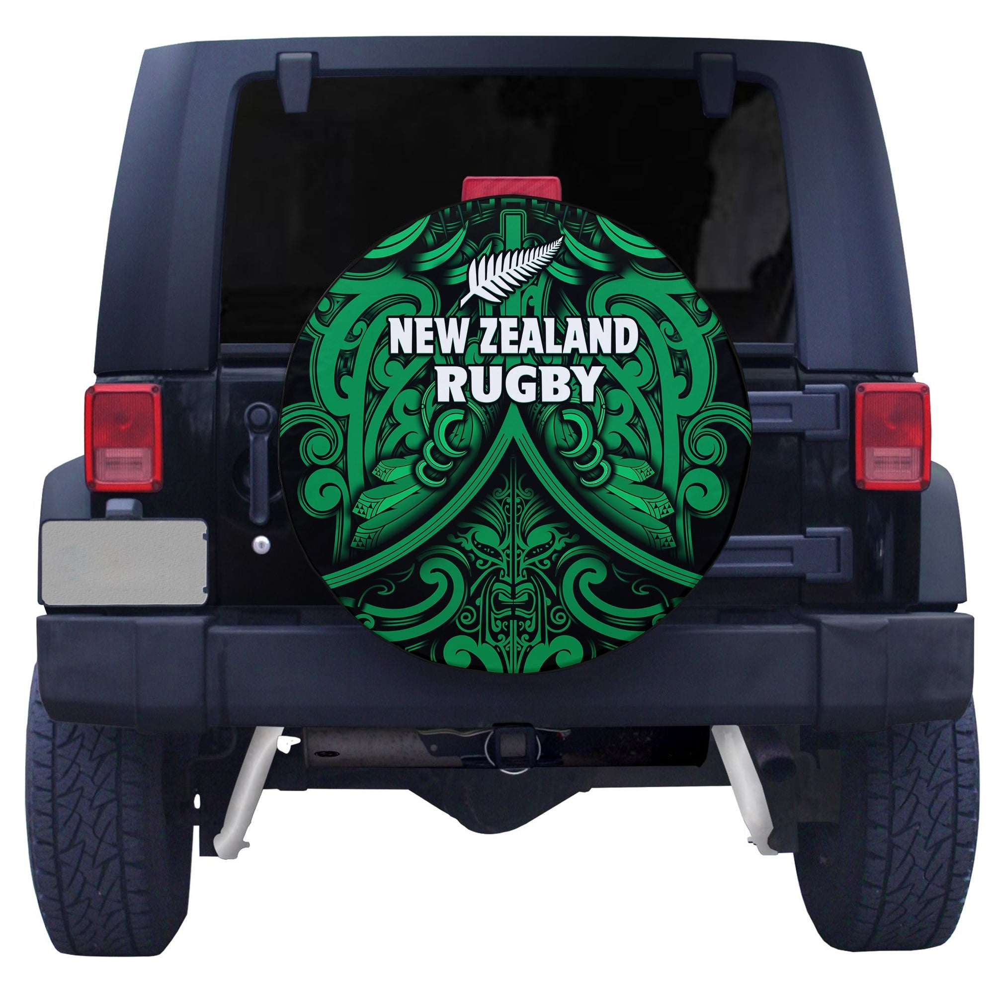 New Zealand Silver Fern Rugby Spare Tire Cover All Black Green NZ Maori Pattern - Vibe Hoodie Shop