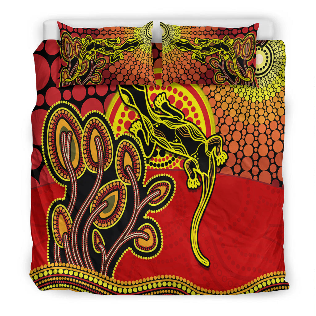 Aboriginal Lizard Bedding Set Tree On The Hill Sunshine Ver.02 - Vibe Hoodie Shop