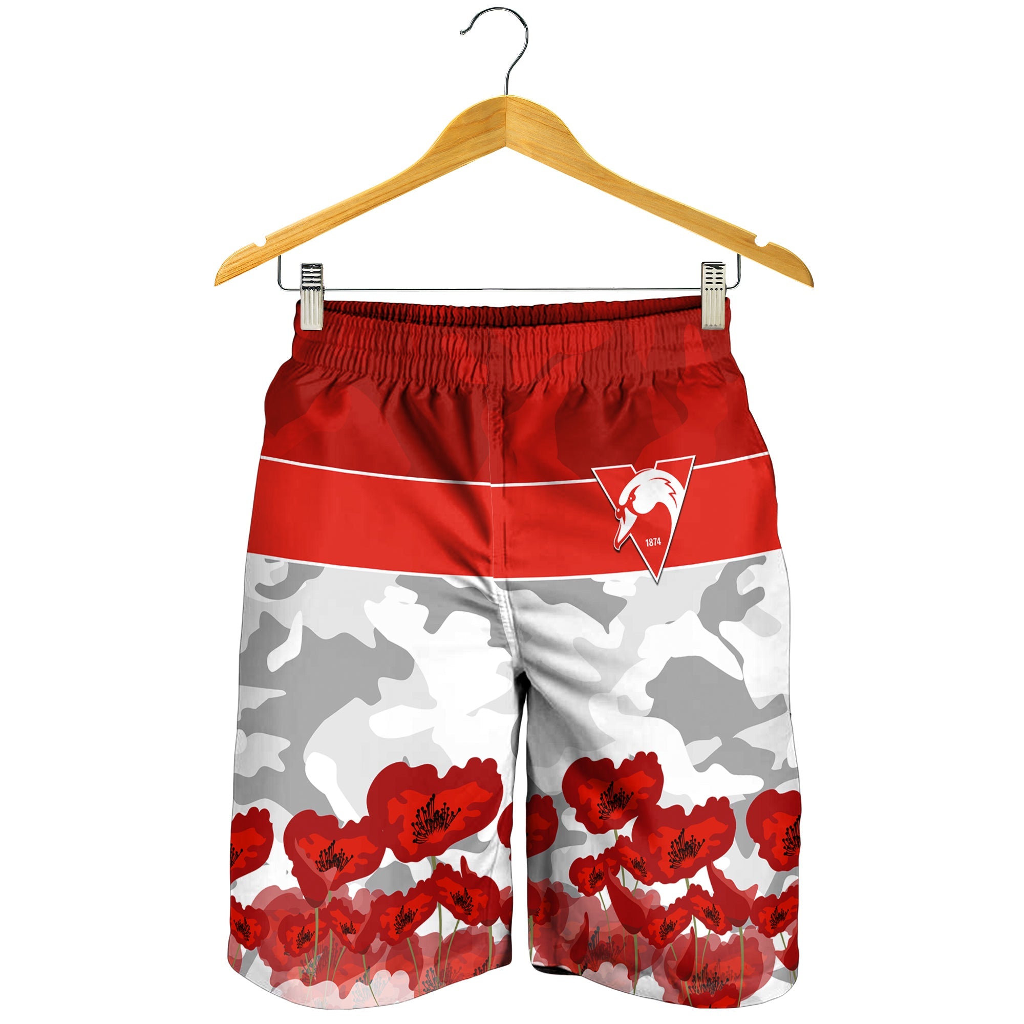 Swans ANZAC 2022 Men Shorts Bloods Sydney Poppy Flowers - Vibe Hoodie Shop