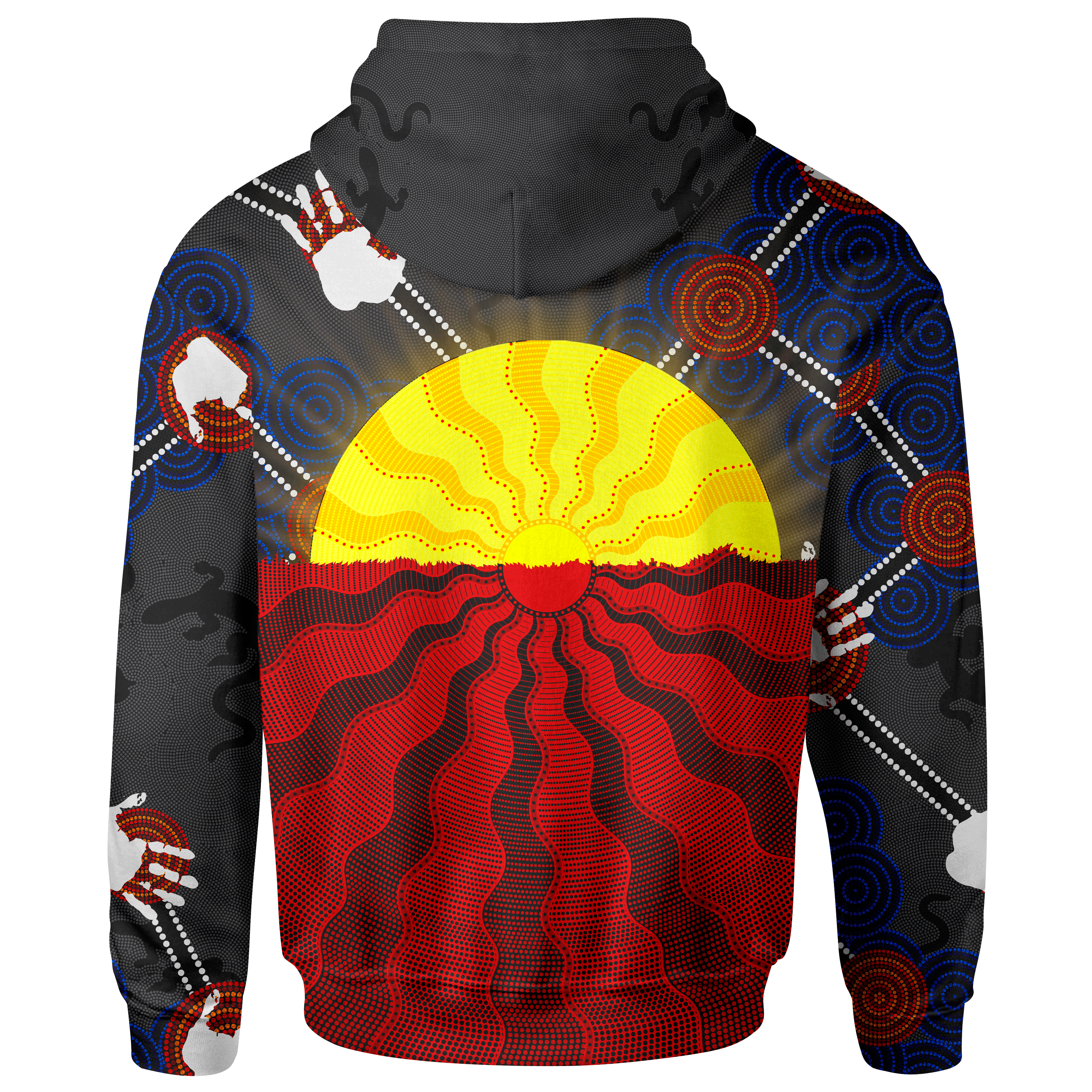 Aboriginal Zip - Up Hoodie, Aboriginal Lives Matter Flag Sun Dot Painting - Vibe Hoodie Shop