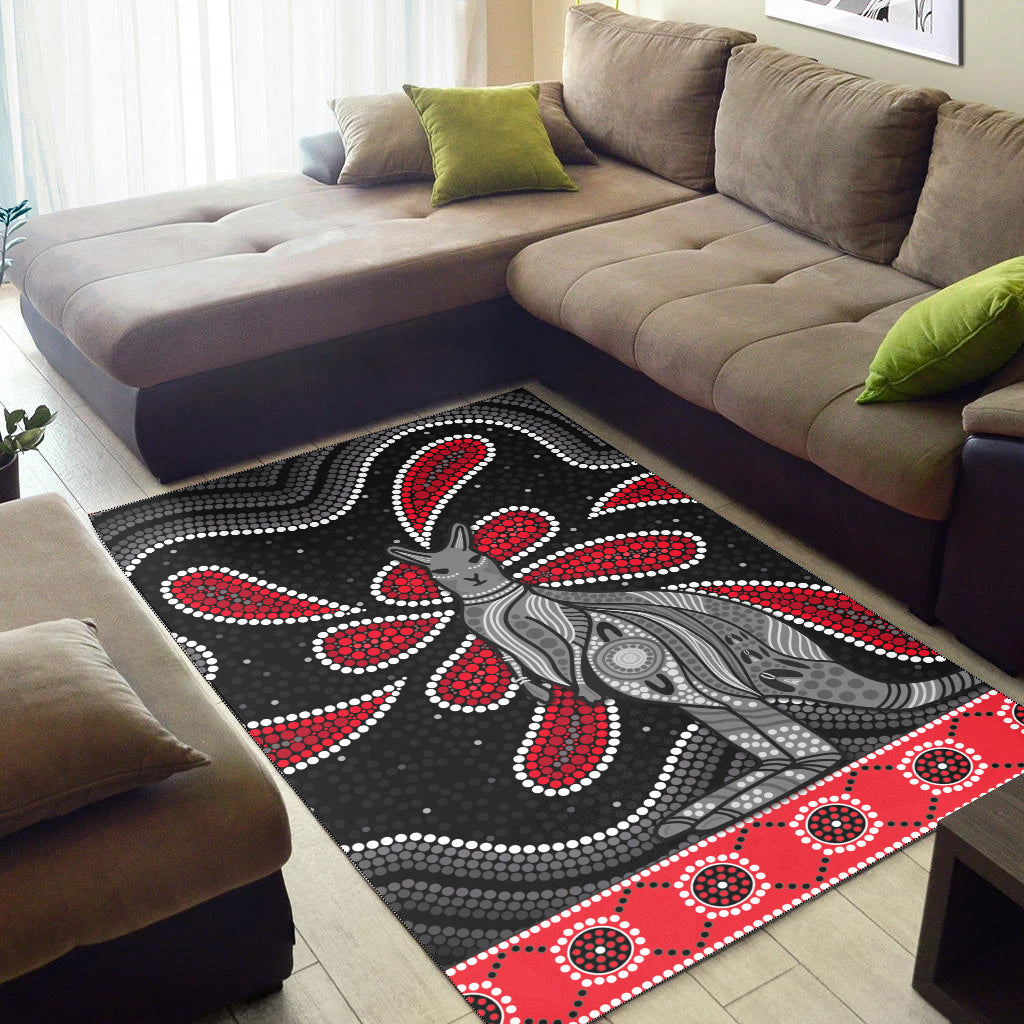 Aboriginal Boomerang Area Rug Kangaroo Australia - Vibe Hoodie Shop