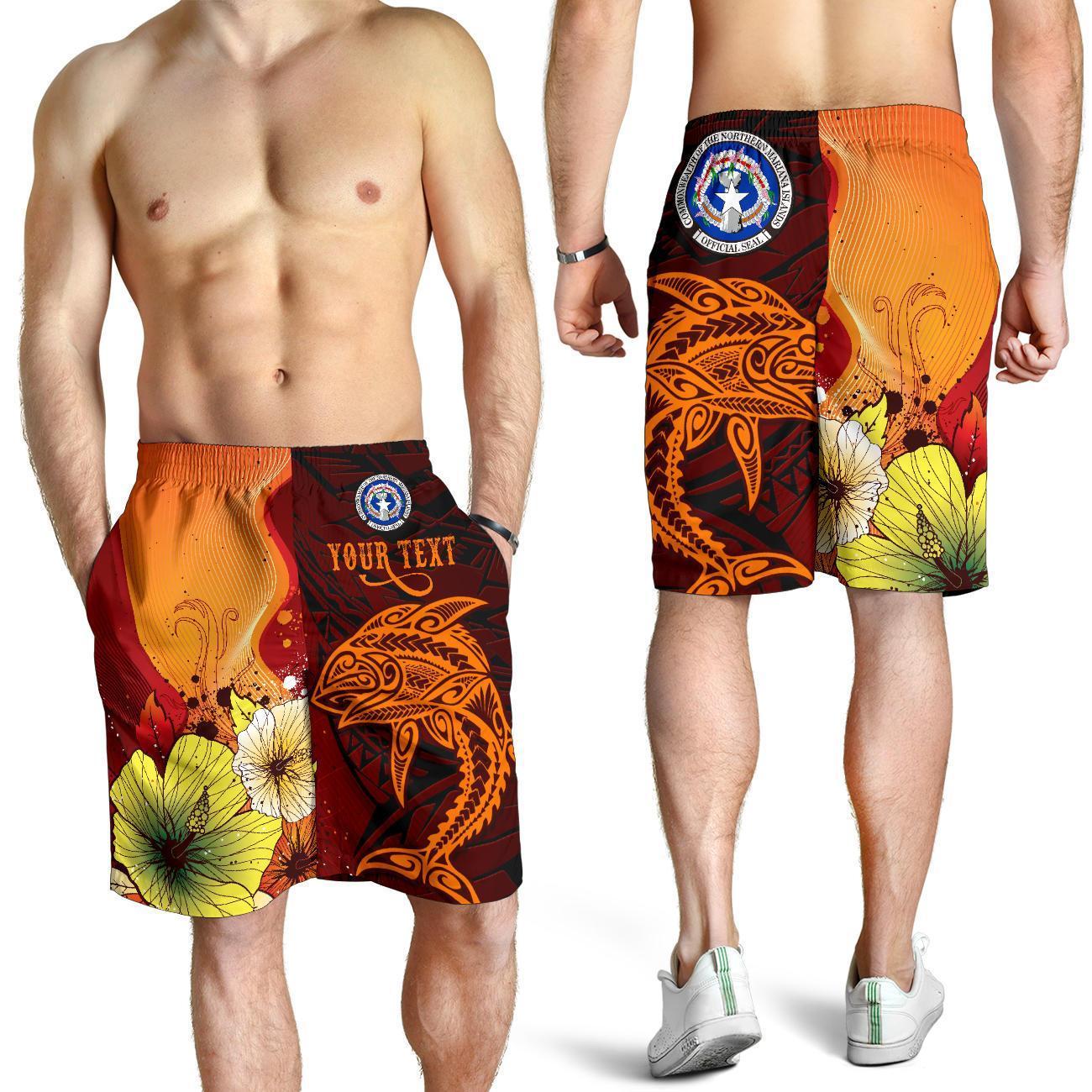 Northern Mariana Islands Custom Personalised Men's Shorts - Tribal Tuna Fish - Vibe Hoodie Shop