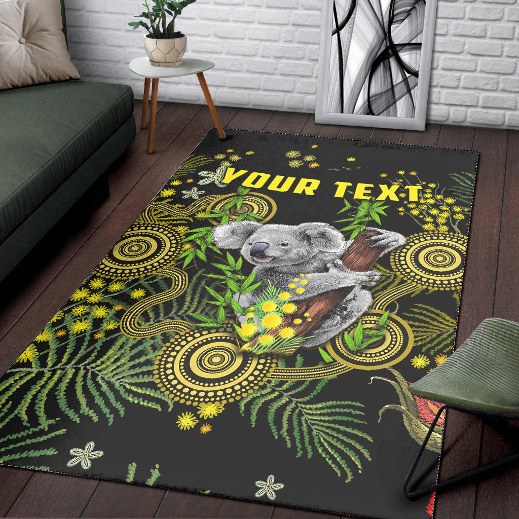 (Custom Personalised) Golden Wattle Area Rug Australia Acacia Pycnantha Mix Aboriginal - Vibe Hoodie Shop