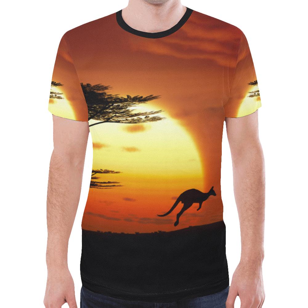 T shirt - Kangaroo T shirt Sunset Ver01 - Unisex - Vibe Hoodie Shop