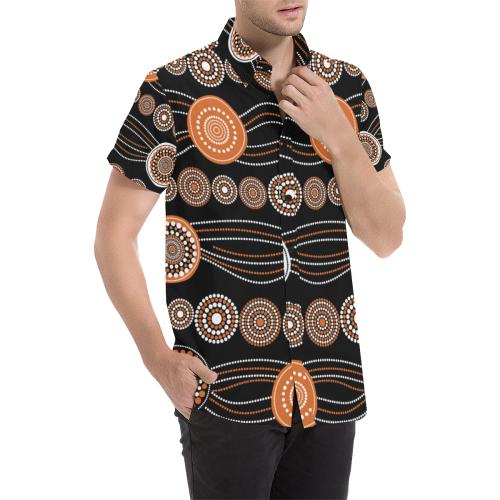 Short Sleeve Shirt - Aboriginal Dot Painting Shirt Ver03 - Vibe Hoodie Shop