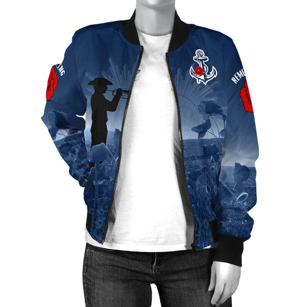 Australia Navy ANZAC Women's Bomber Jacket - Remembering Our Heroes - Vibe Hoodie Shop