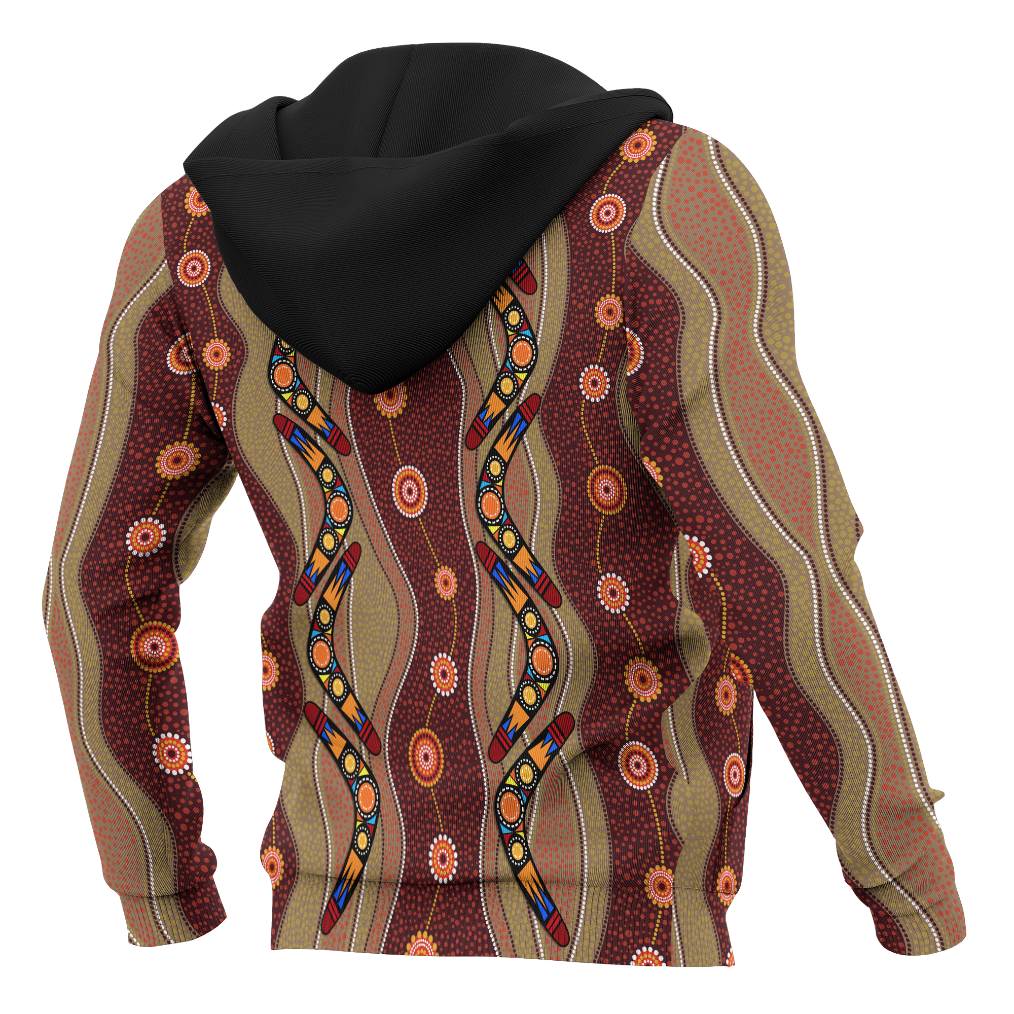 Aboriginal Zip Up Hoodie, Boomerang Patterns Circle Dot Painting - Vibe Hoodie Shop